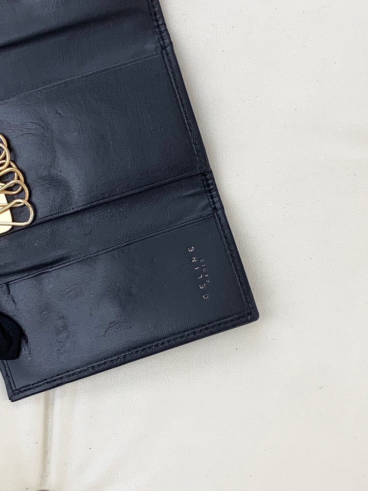 【預訂貨品】Celine啡色牛皮老花金扣三折鑰匙包