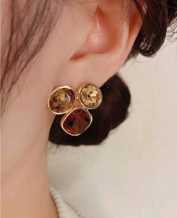 Trio Gemstone Stud Earrings