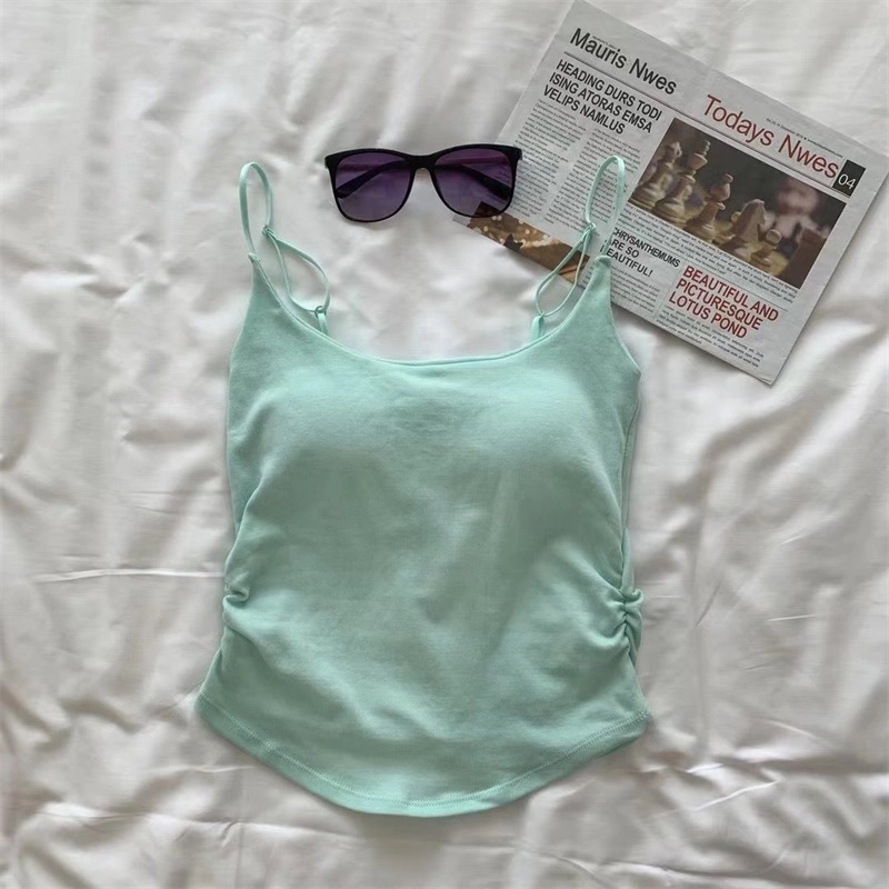 小清新纯欲风褶皱带胸垫背心 | CN011621