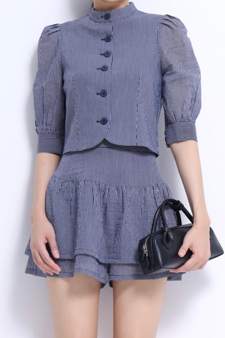 CB2754+CP1663 Parisian Puff Sleeve Ruffle Skort Set