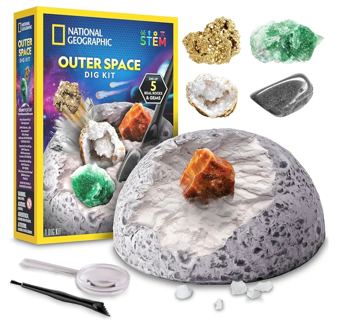 【太空挖掘玩具】National Geographic Outer Space Dig Kit 太空寶石挖掘套裝 STEM科學實驗｜5款真實礦石 化石探索 8歲以上｜Vbuy