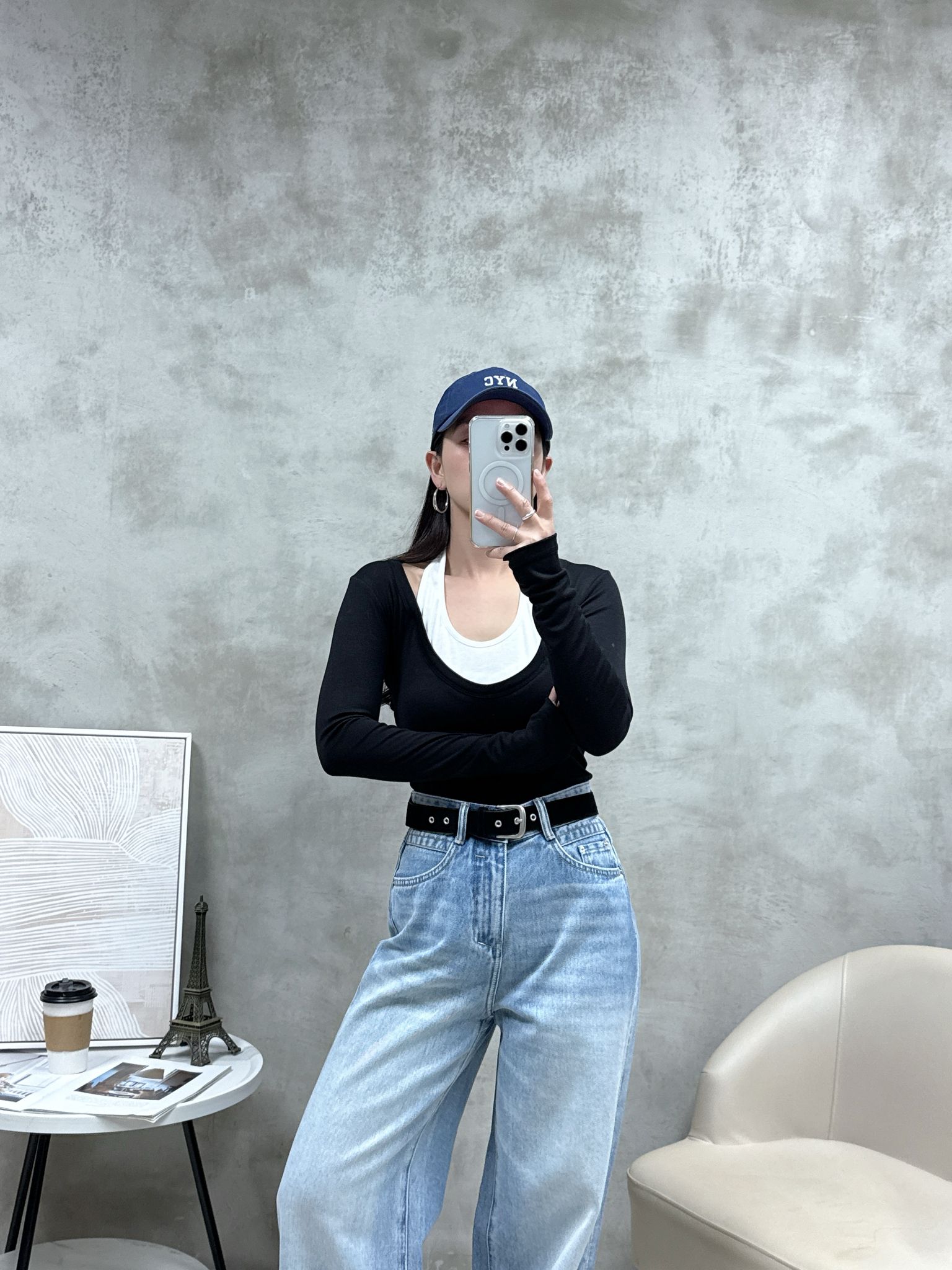 C06 假兩件拼色Top