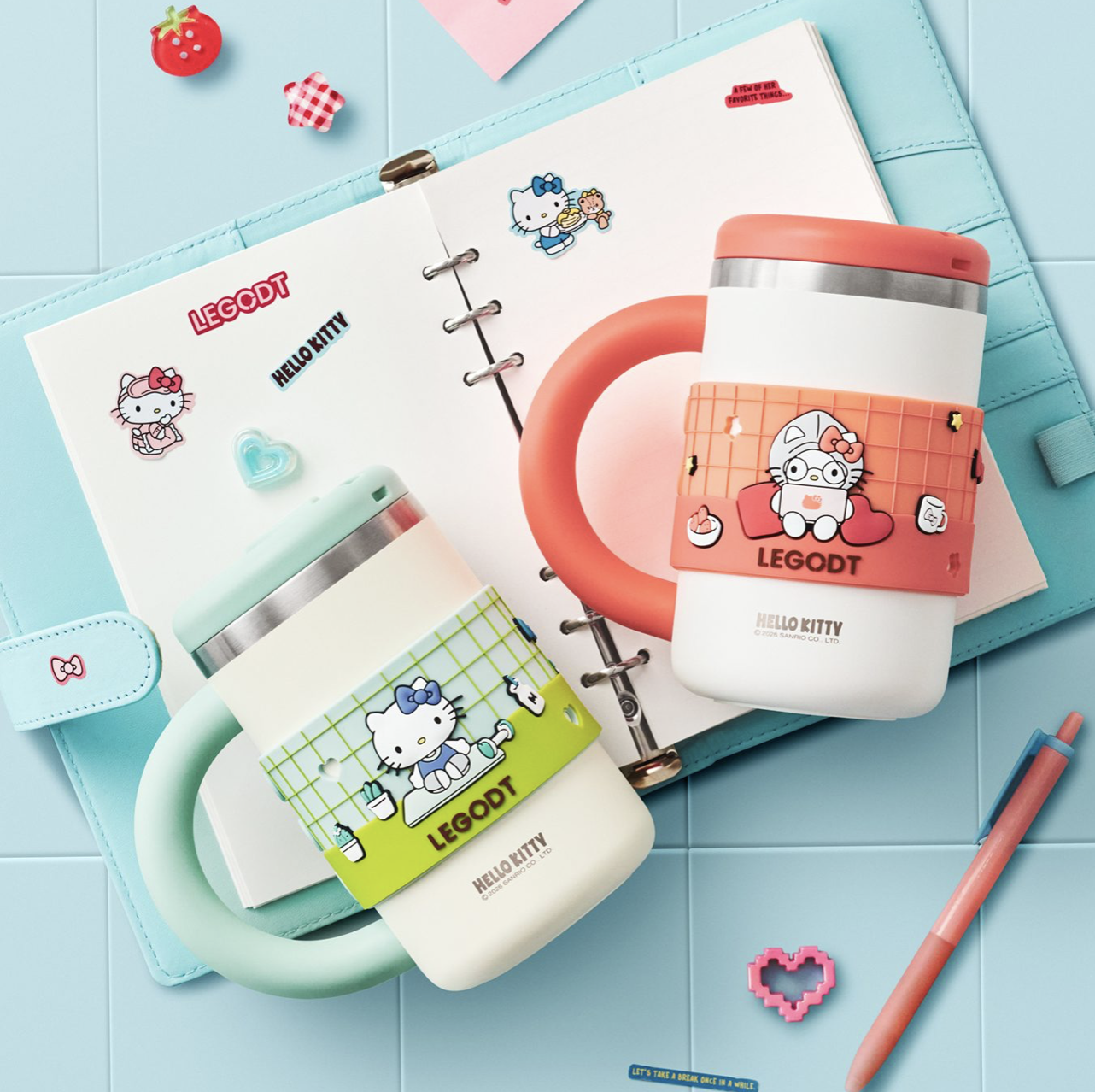 韓國 LEGODT X Hello Kitty 手提 不銹鋼 保冷 保溫杯 700ml｜Loop Tumbler Handy