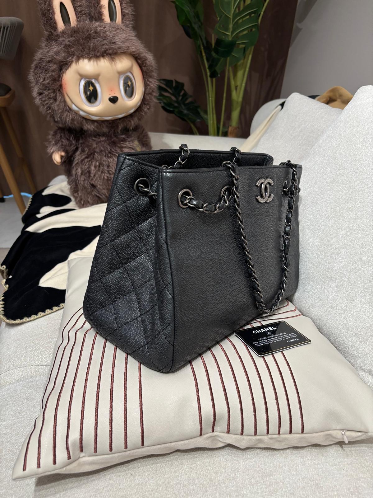 Chanel chain tote bag Caviar Skin grey 100%Authentic,95%new ✅22card✅dust bag 