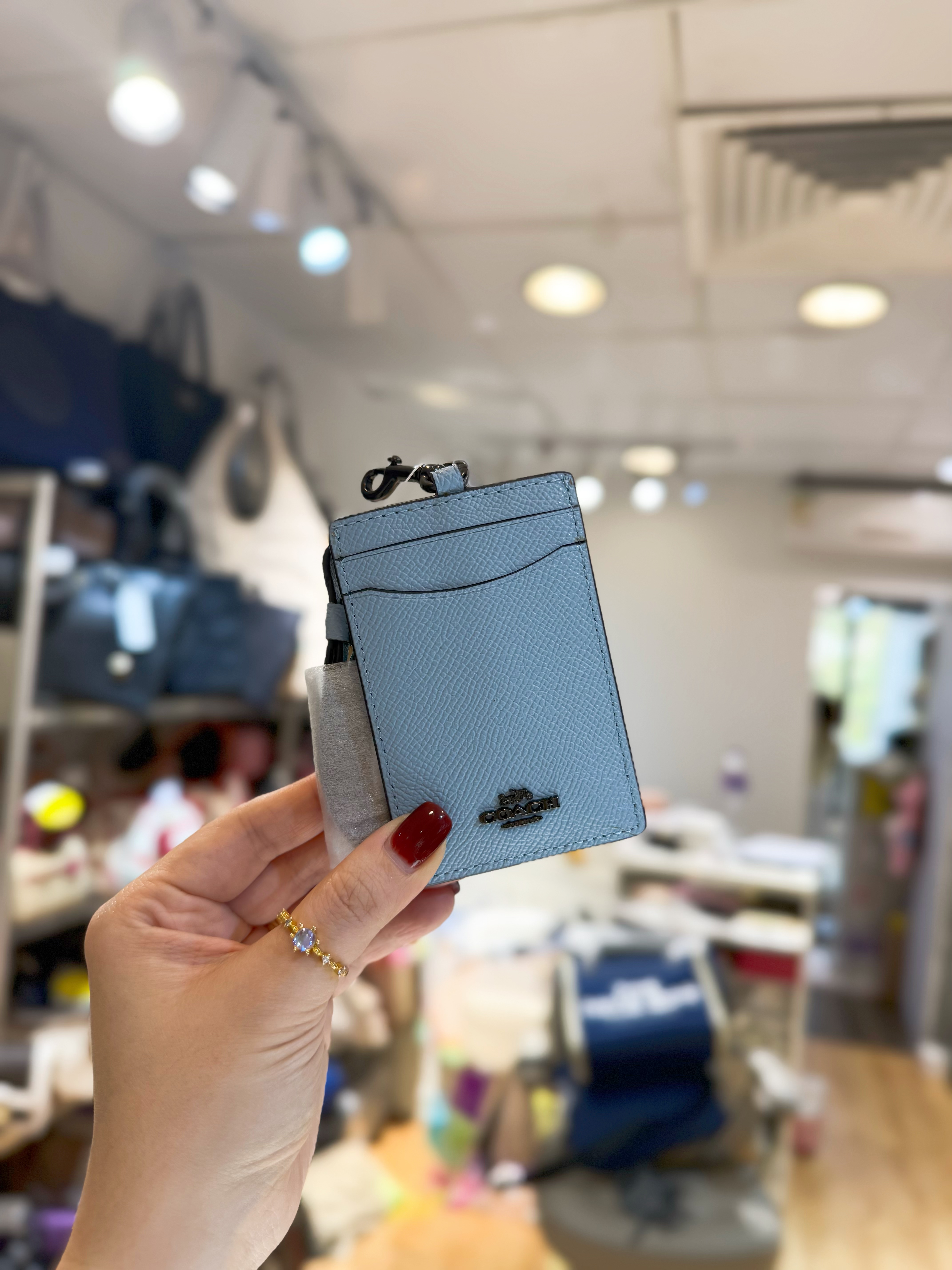 Coach lanyard card case sf/blue