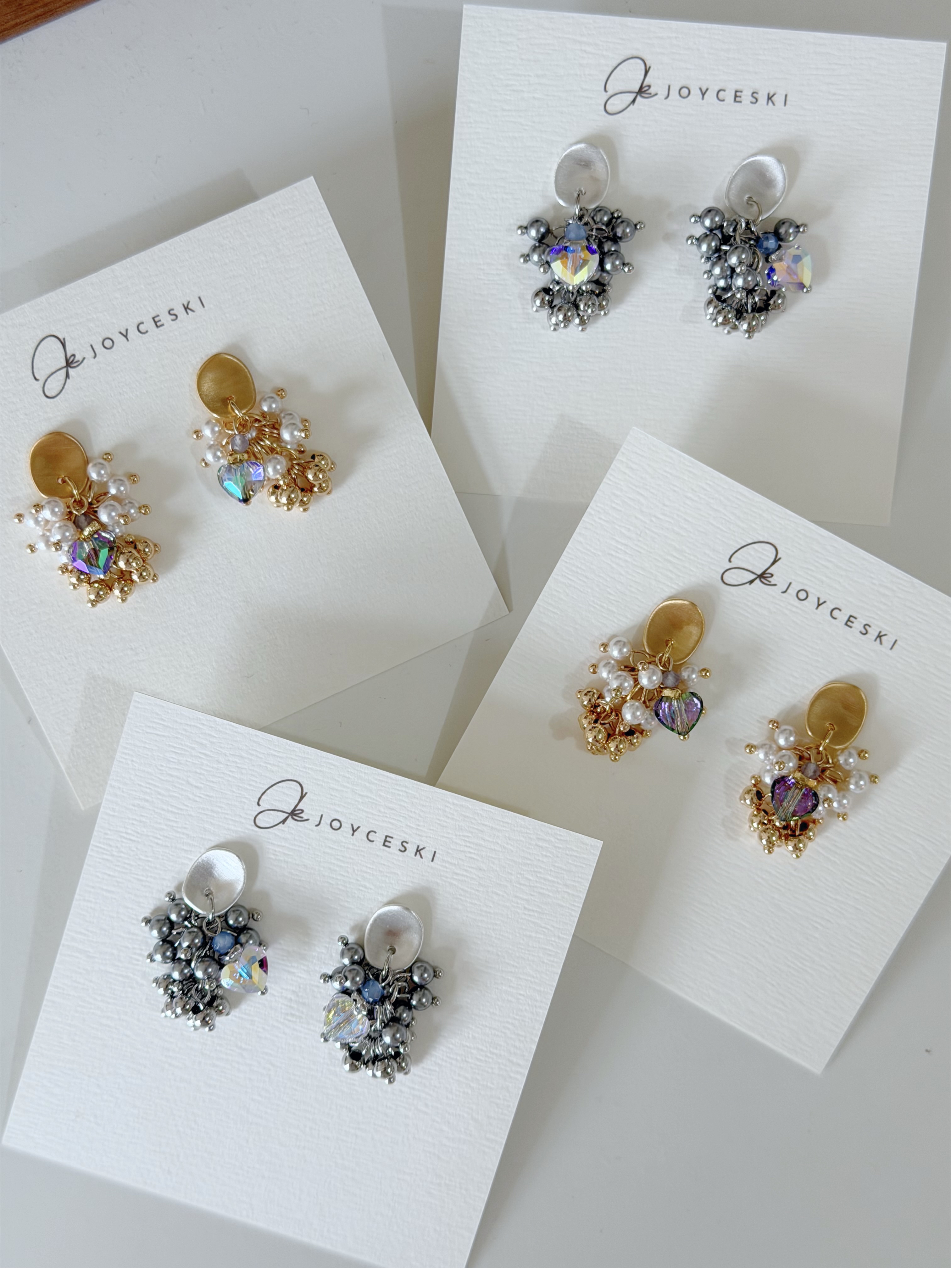 幻彩白流穗波波球長款耳環/ 灰珍珠x銀色($198)