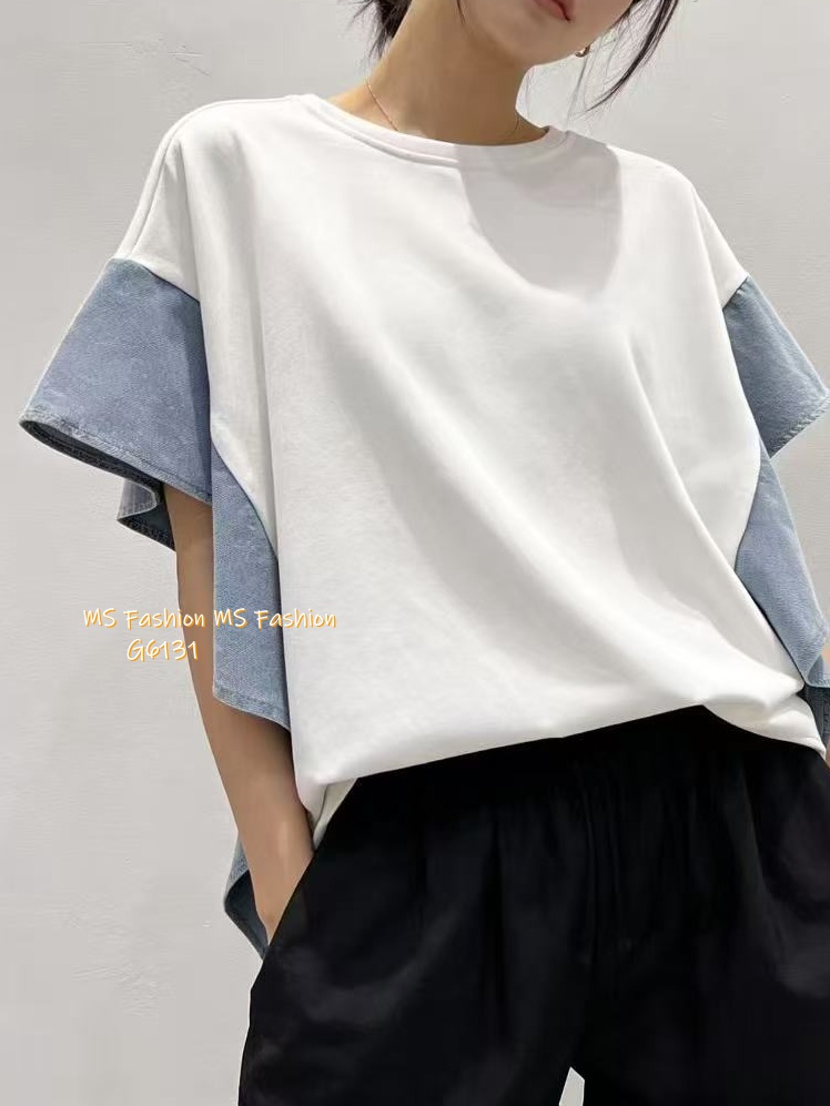 G6131 韓國🇰🇷拼牛仔ruffle top