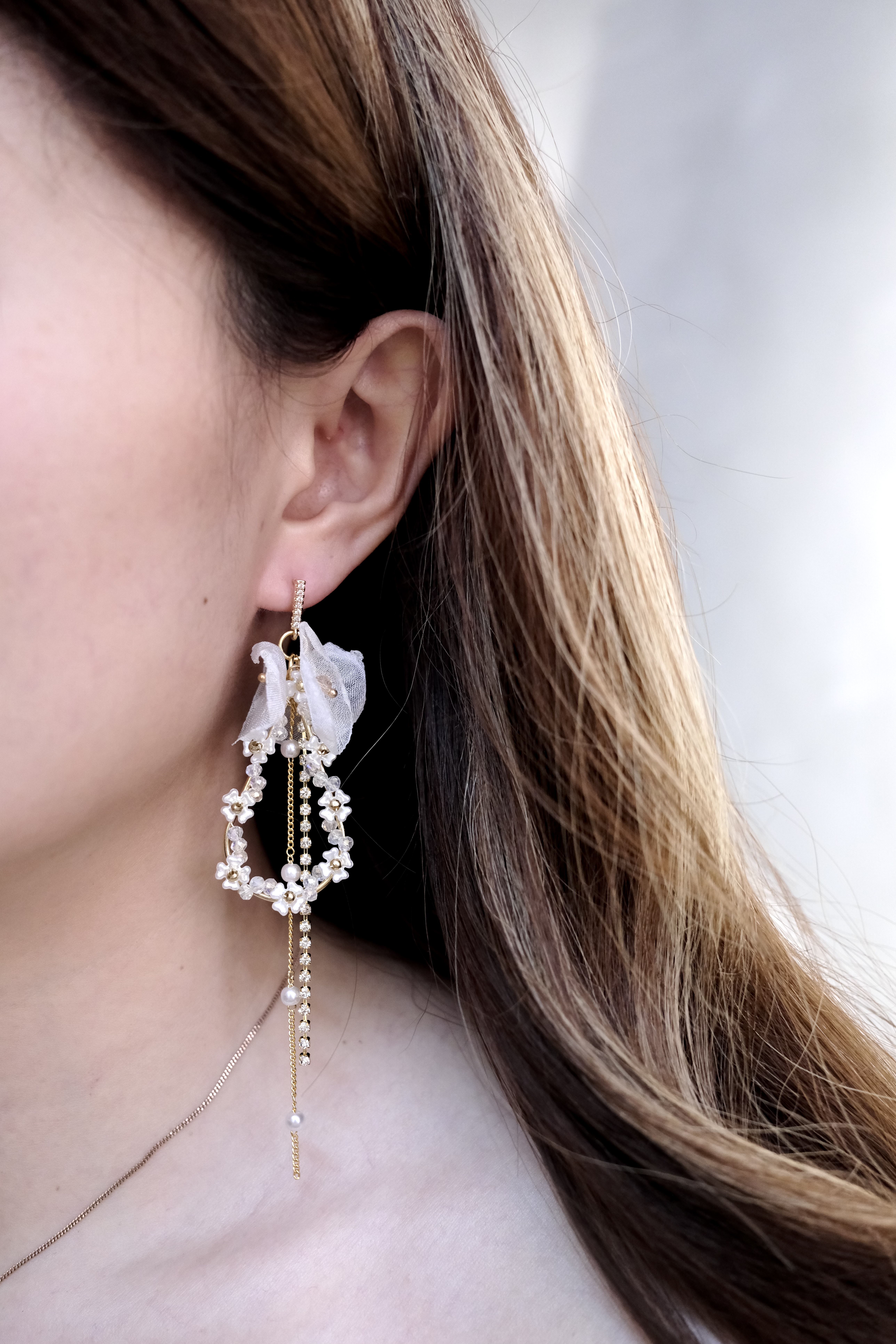 花瓣水滴耳環💍