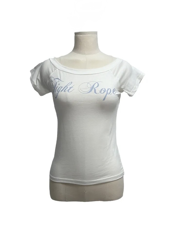 Script Wide Neck Graphic Tee
