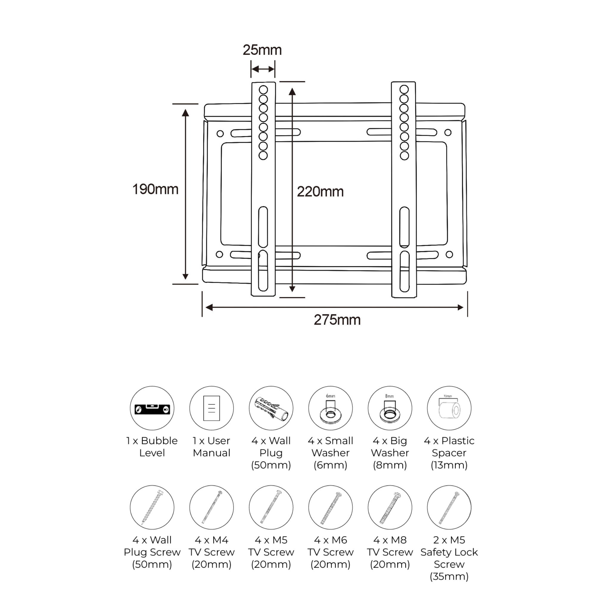 Phison 14"-32" Fixed TV Bracket (PM-32F)