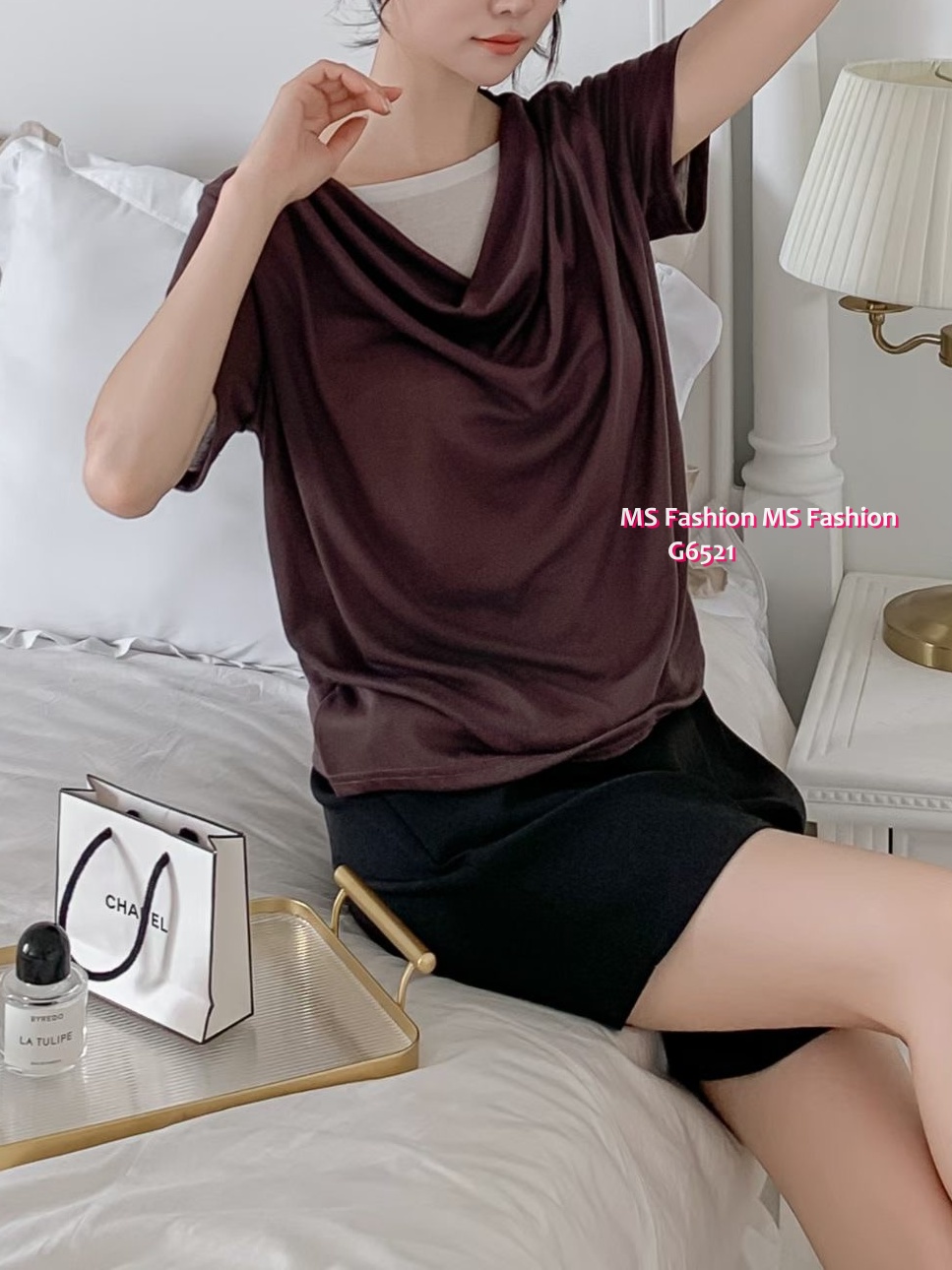 G6521 假兩件打皺top