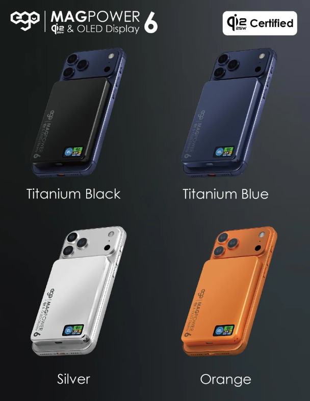(超薄)EGO Magpower 6 Qi2 & OLED 顯示器磁吸無線充電寶