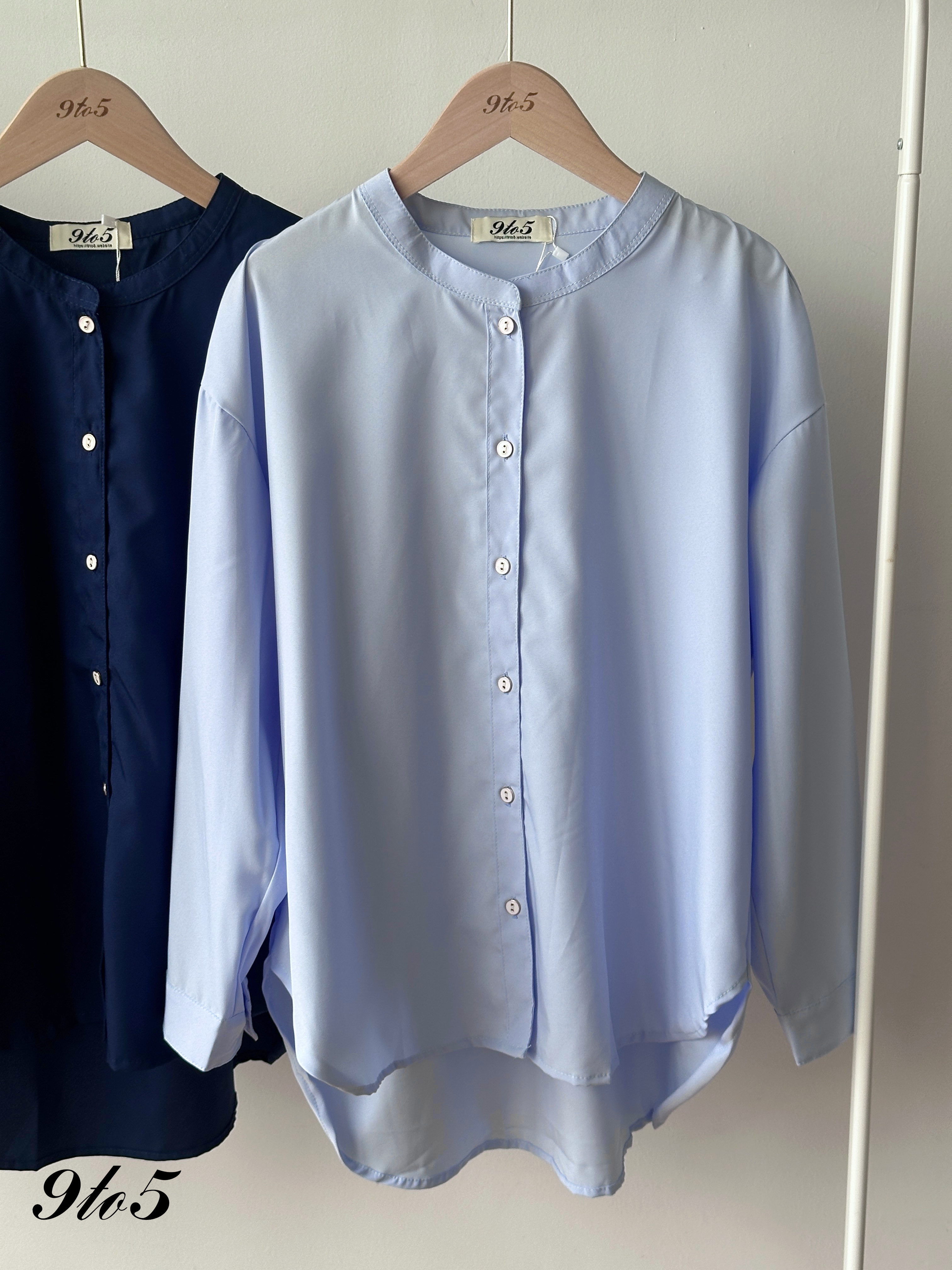 T4423 Long Sleeve Stand Collar Shirt - 3 Colors 