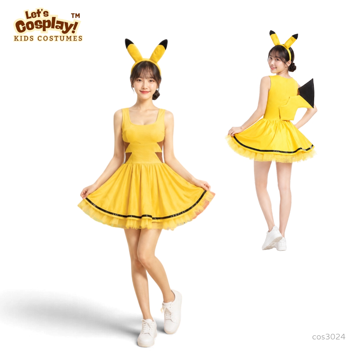 Pokémon 主題 比卡超服裝成人女裝連身裙｜萬聖節 Cosplay 服裝｜可愛角色扮演｜動漫派對服裝｜香港現貨 Lets Cosplay