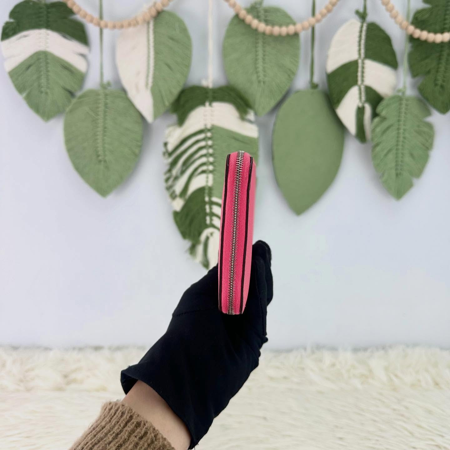 HERMES🤍PRE OWNED Silk’In classic 粉紅色 絲巾長銀包 T Stamp Epsom皮🩷