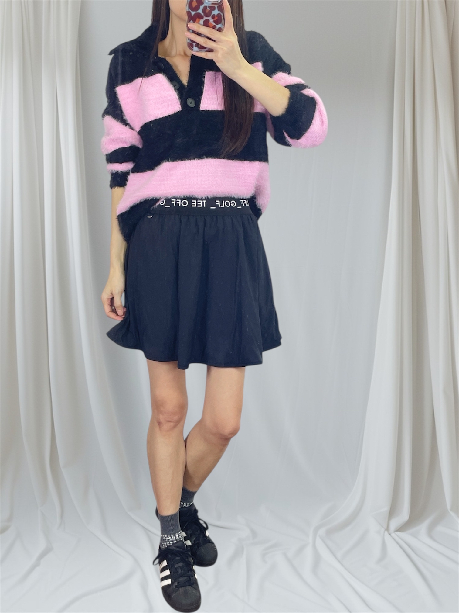 K5546 仿貂毛半胸間色針織