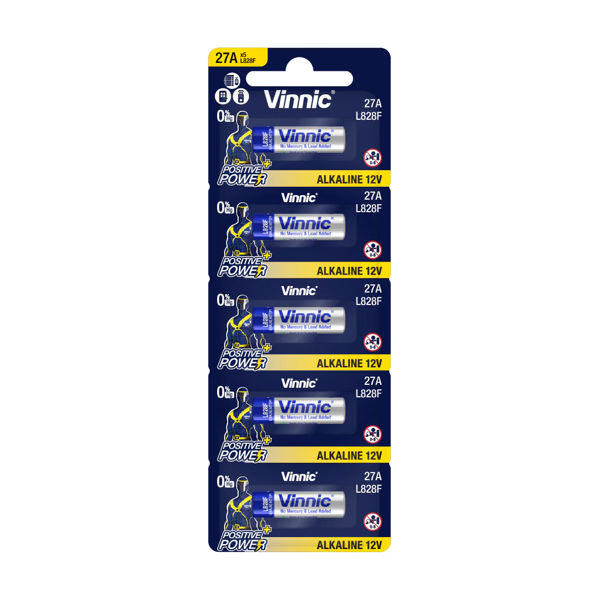 銀戰士 Vinnic 27A / L828F 12V 鹼性電池 (5粒入 / 遙控器專用) Vinnic 27A L828F 12V Alkaline Battery (5-Piece Card, High Voltage for Remotes)