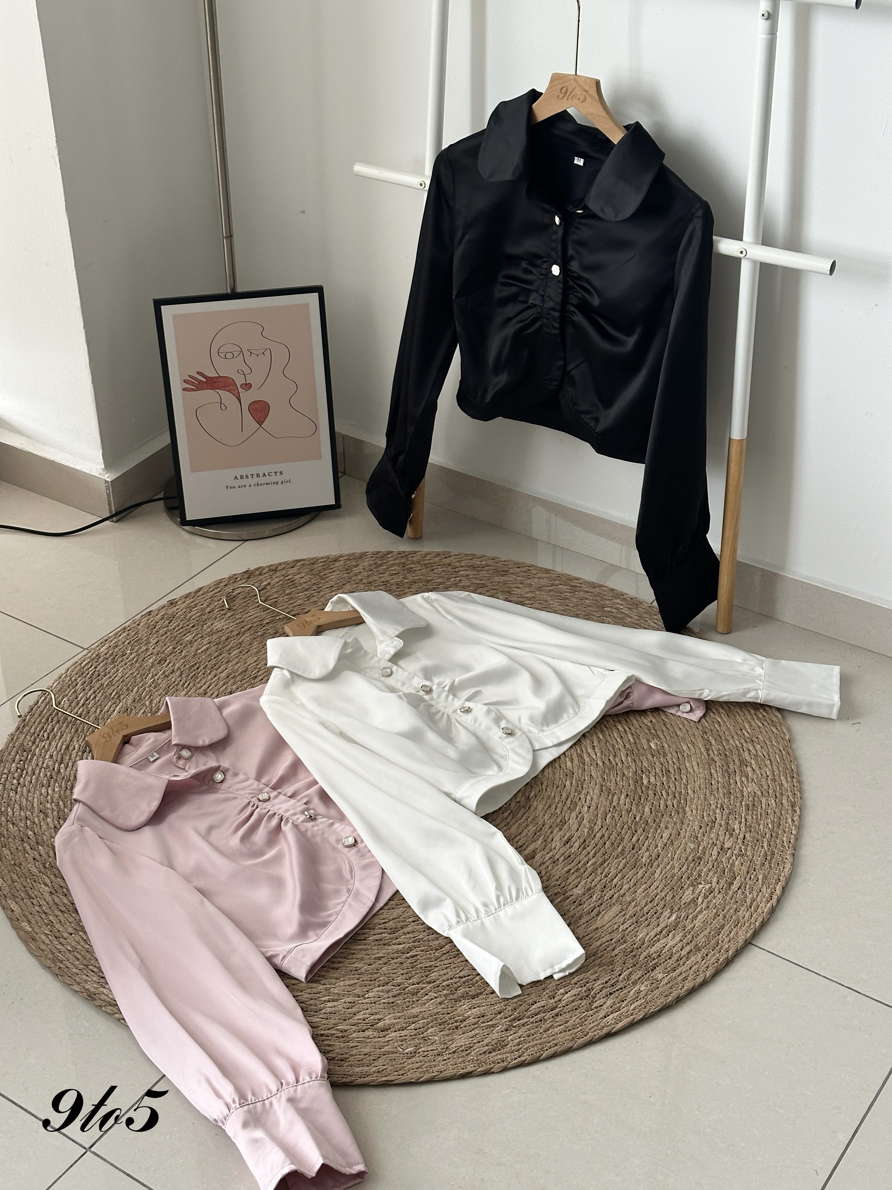 T4107 Satin Ruched Shirt - 3 Colors 