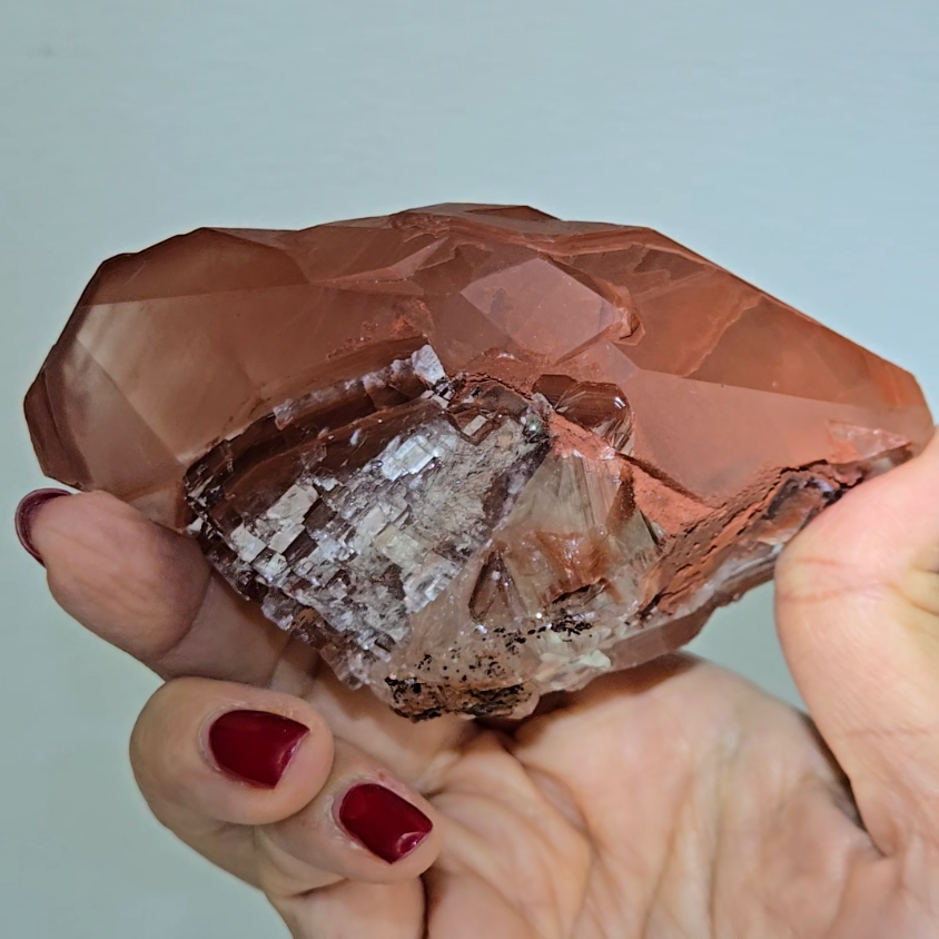 Red diamond calcite with stunning rainbows - CC48