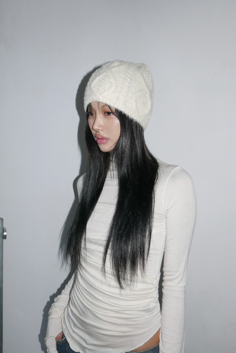 Ruched Asymmetrical Turtleneck Top