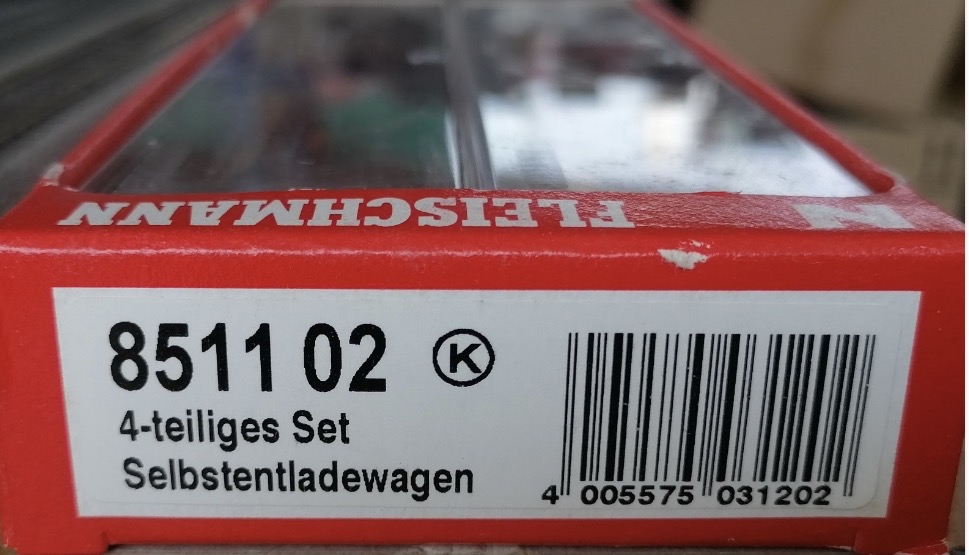 Fleischmann #851102 N-scale 4 piece self-unloading hopper wagon set EBW Cargo Ep V NEW
