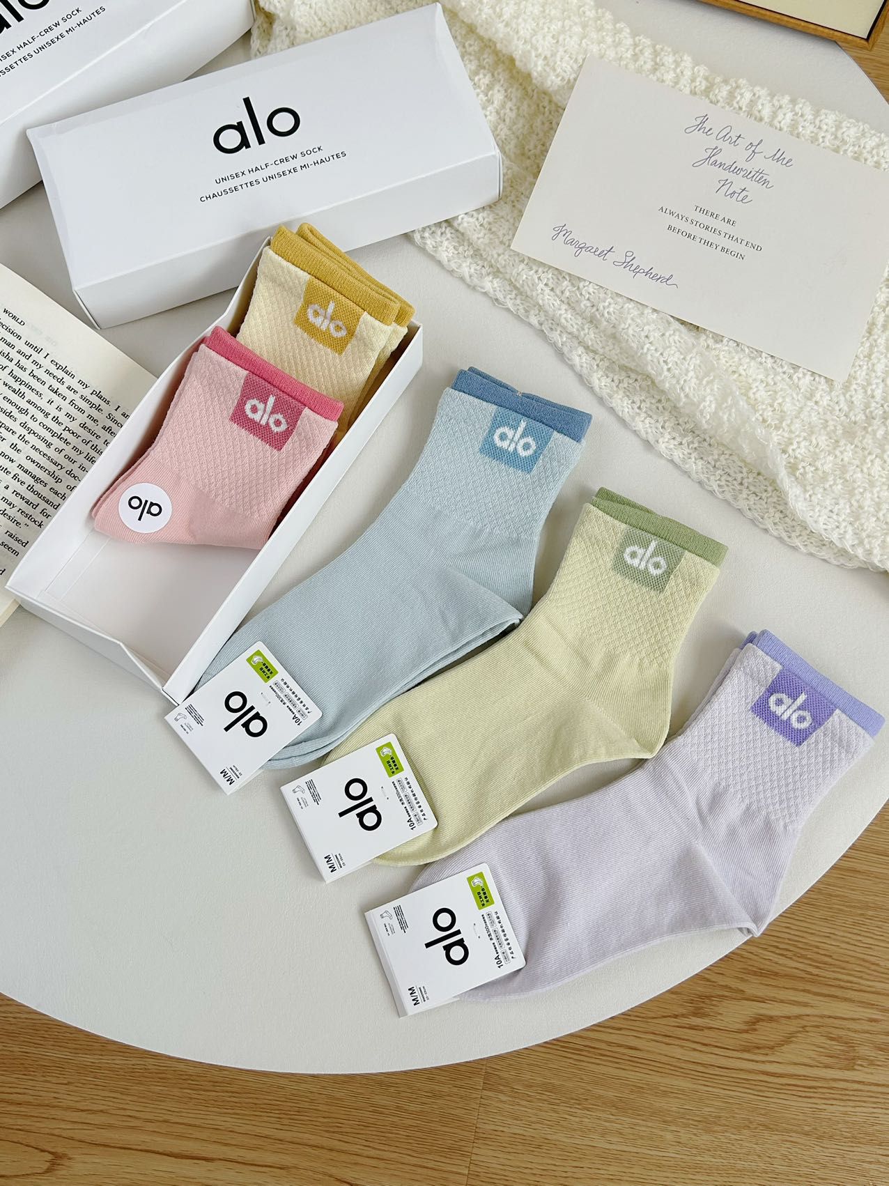 $45盒5對。Alo純原馬卡龍色系襪 (1盒5對)