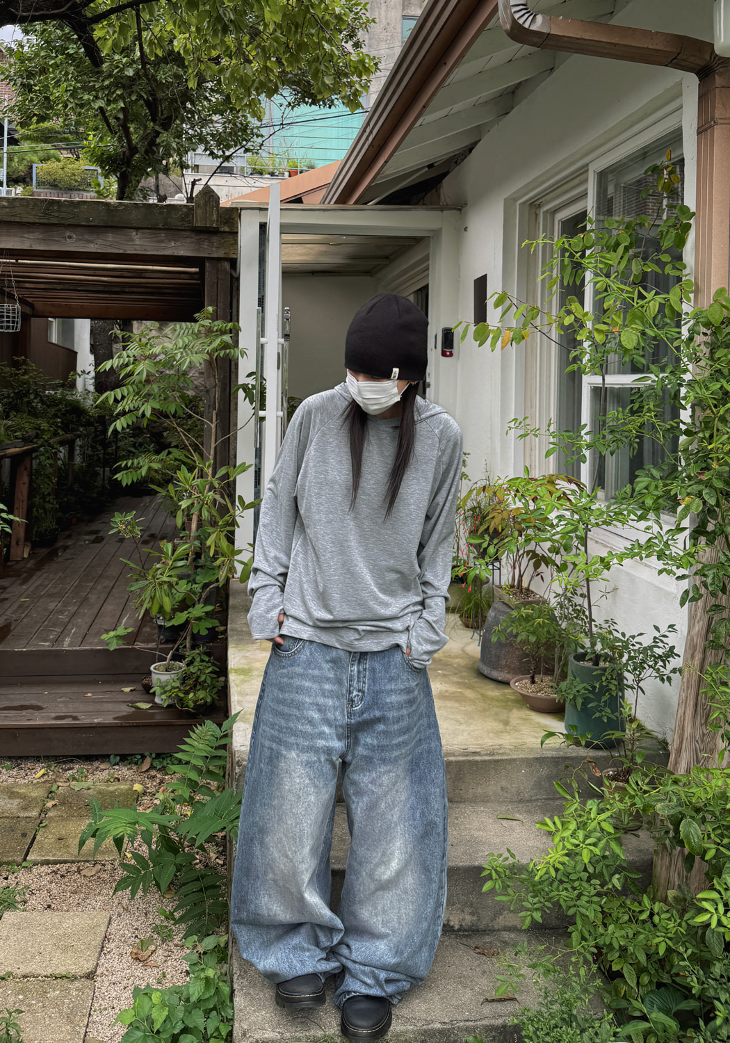 Vintage Wash Wide Denim Pants(Unisex)