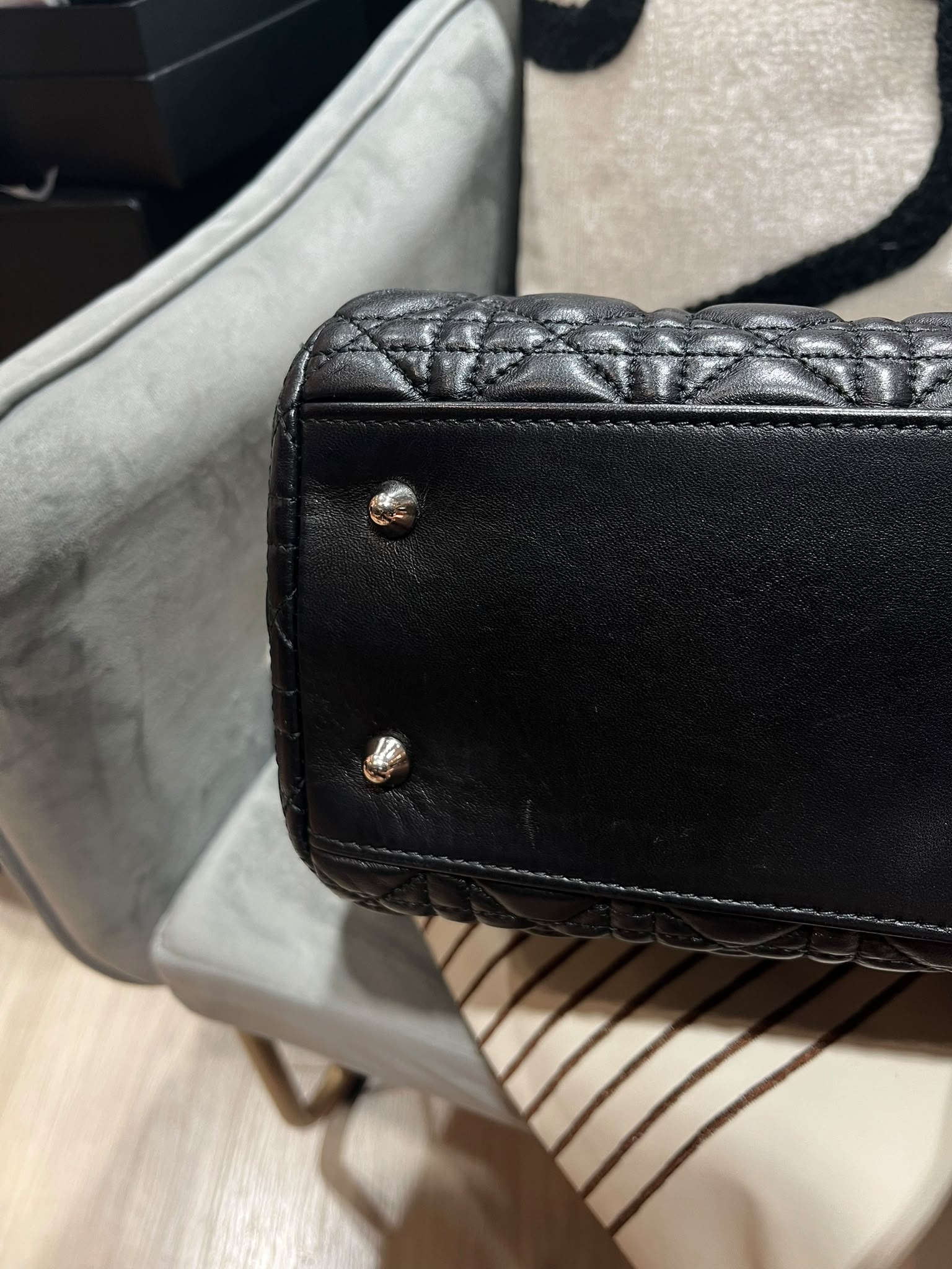 DIOR Calfskin Soft Shopping 9x7 Tote Bag 黑色牛皮100%Authentic, 95%New ✅Dust bag