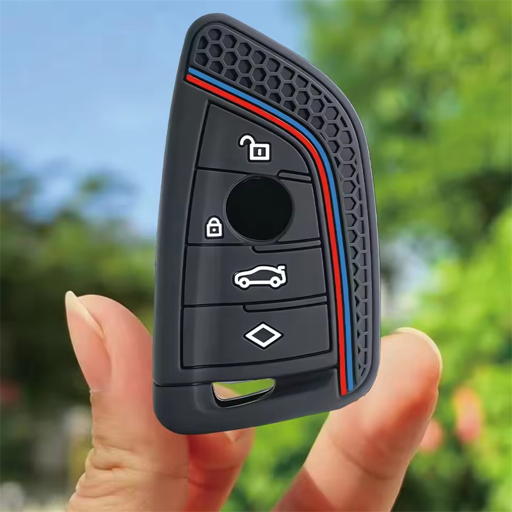 適用於寶馬1 2 3 5 7系硅膠鑰匙套 4鍵黑 UA0543