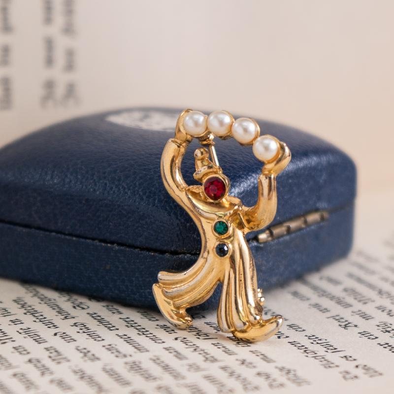 Vintage Bejeweled Circus Crown Figural Brooch (MW197)