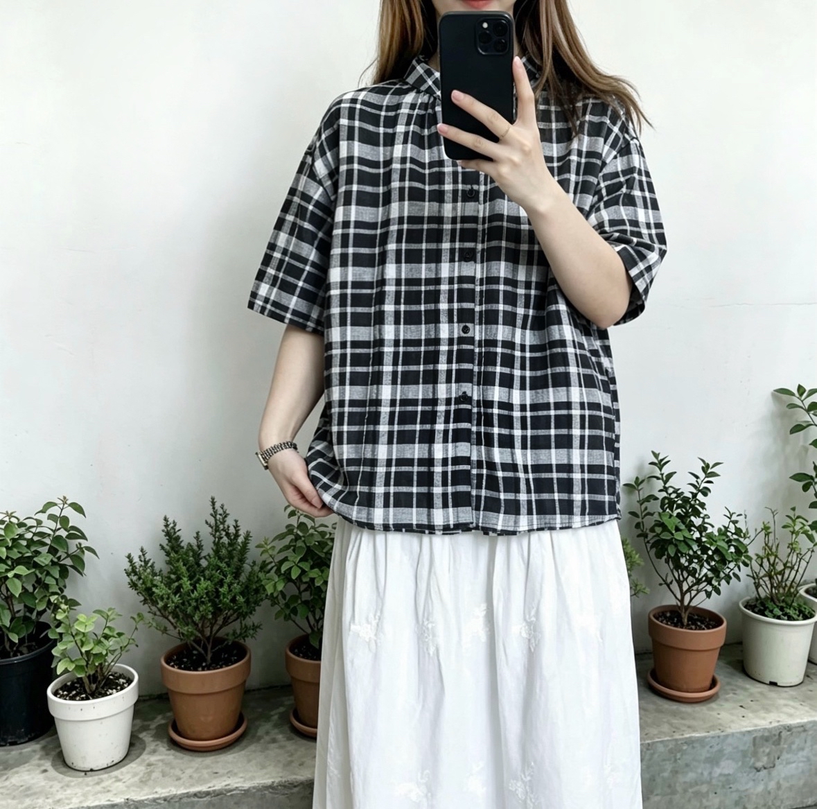 ☀️初夏優惠☀️ 日系黑白格仔Top