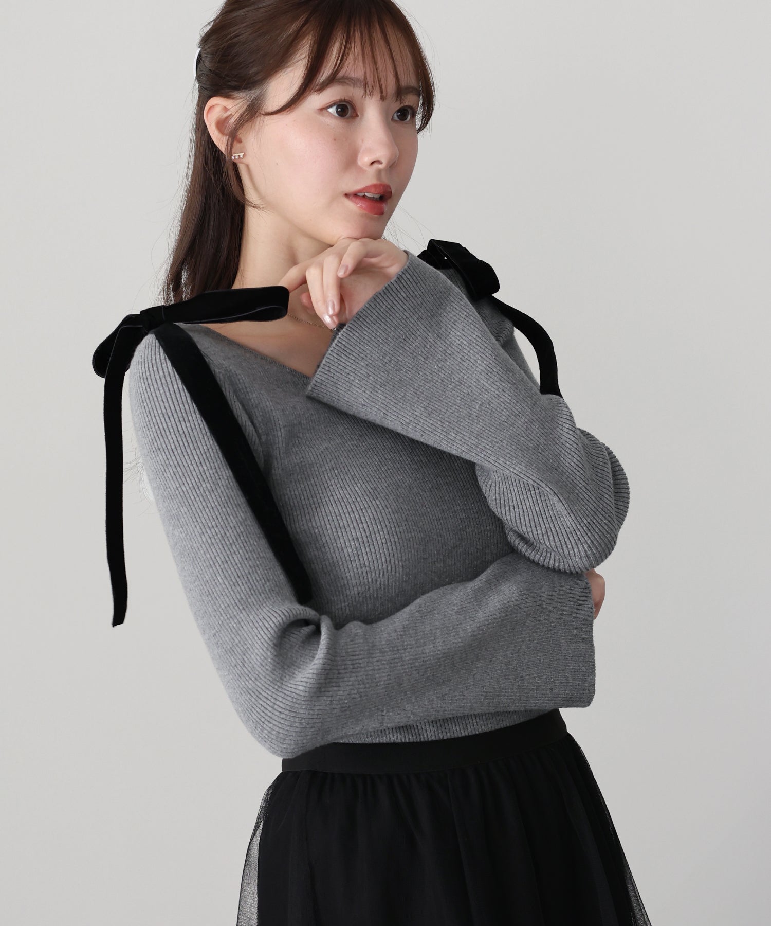 <限量現貨><JP> Shoulder Bowknot Soft Knit * 3色入