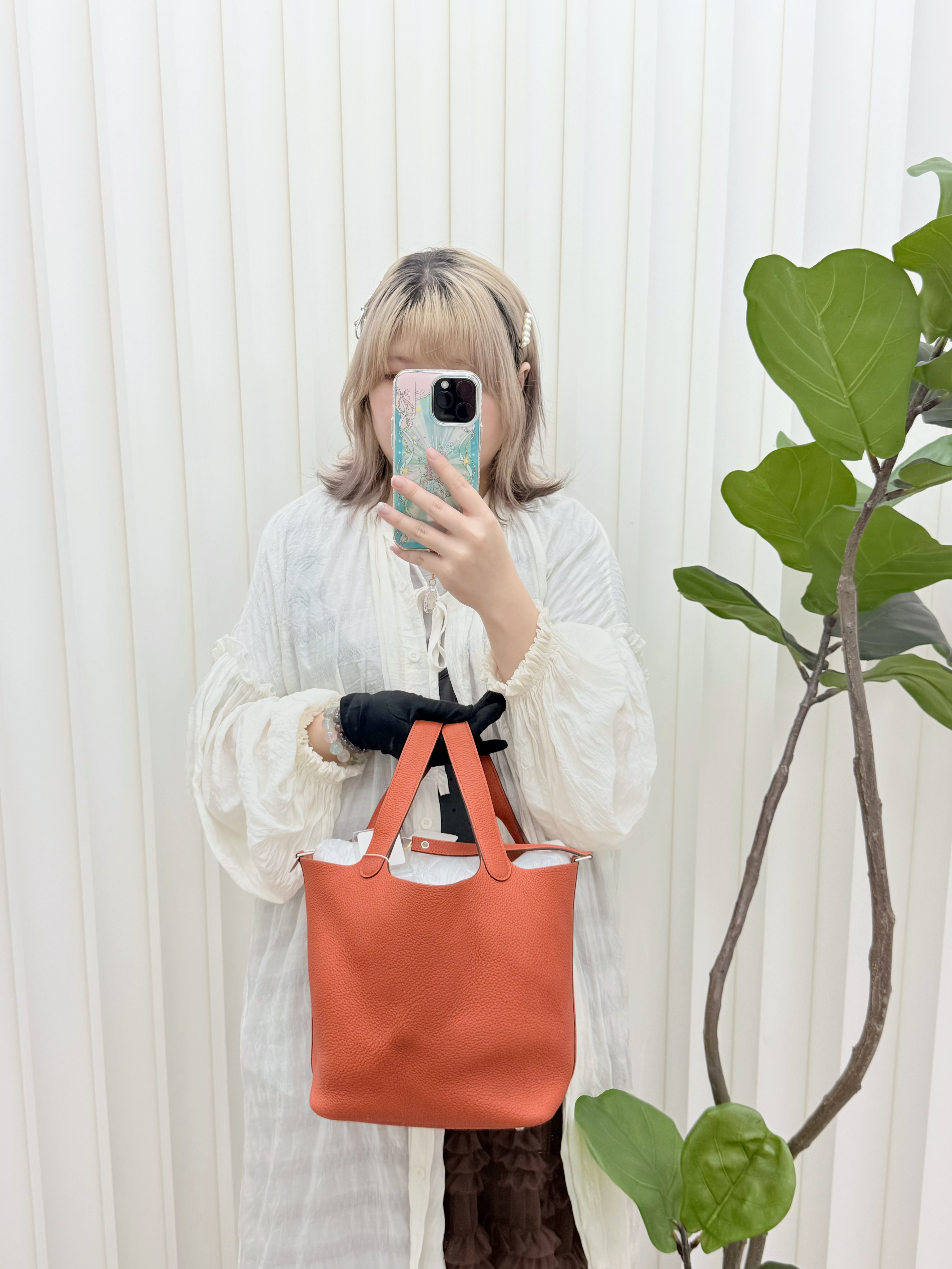 HERMES 🤍PRE OWNED PICOTIN 22 橙色銀扣菜籃子 T Stamp 🧡