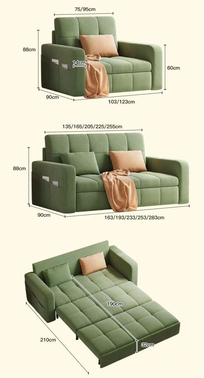 (樂家mall)摺疊梳化床 絨布沙發 抽拉沙發床 多人位梳化 多功能梳化 Sofa bed