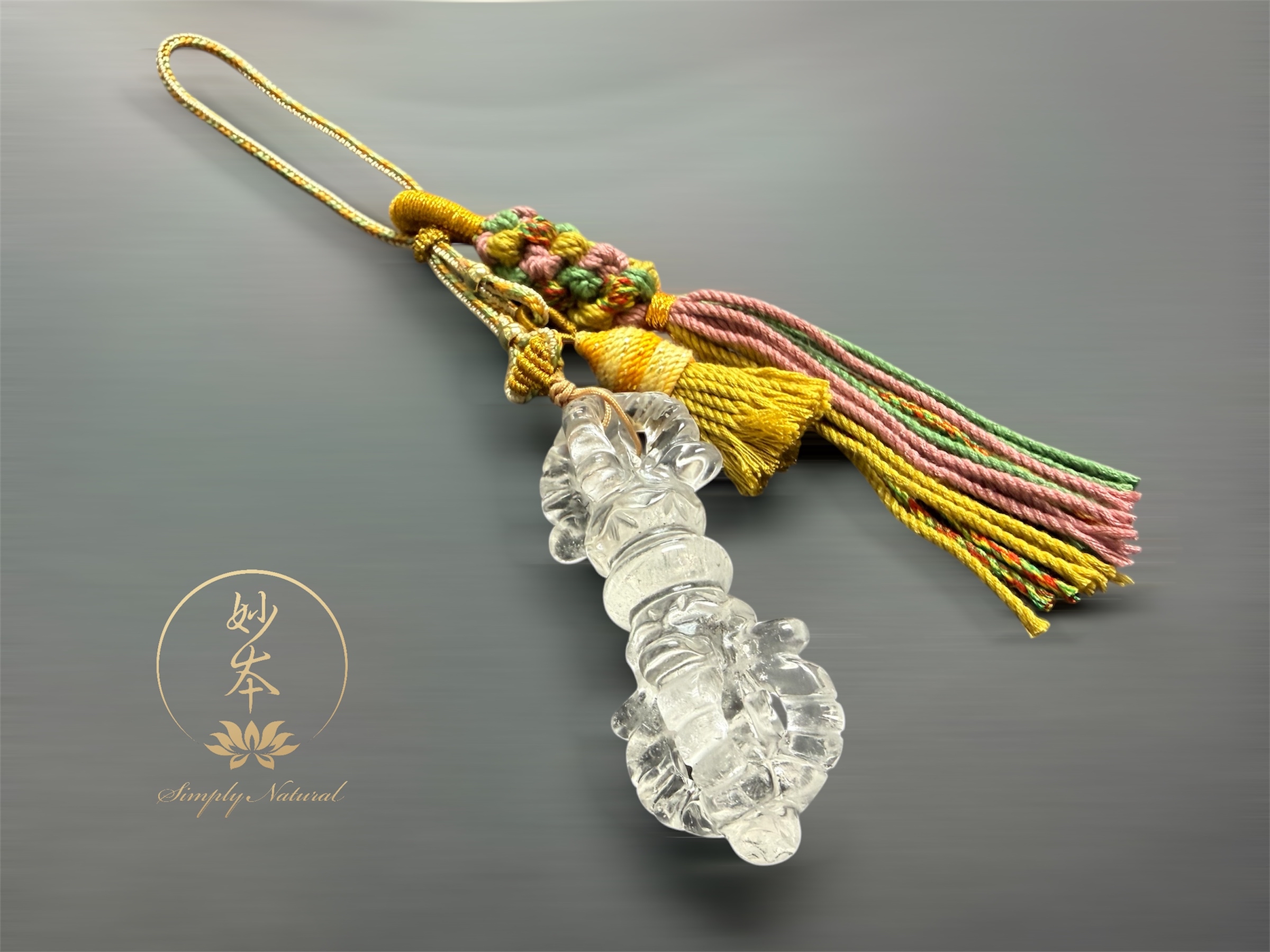 白水晶金剛杵 流蘇吊飾 （十一面觀音四天加持）