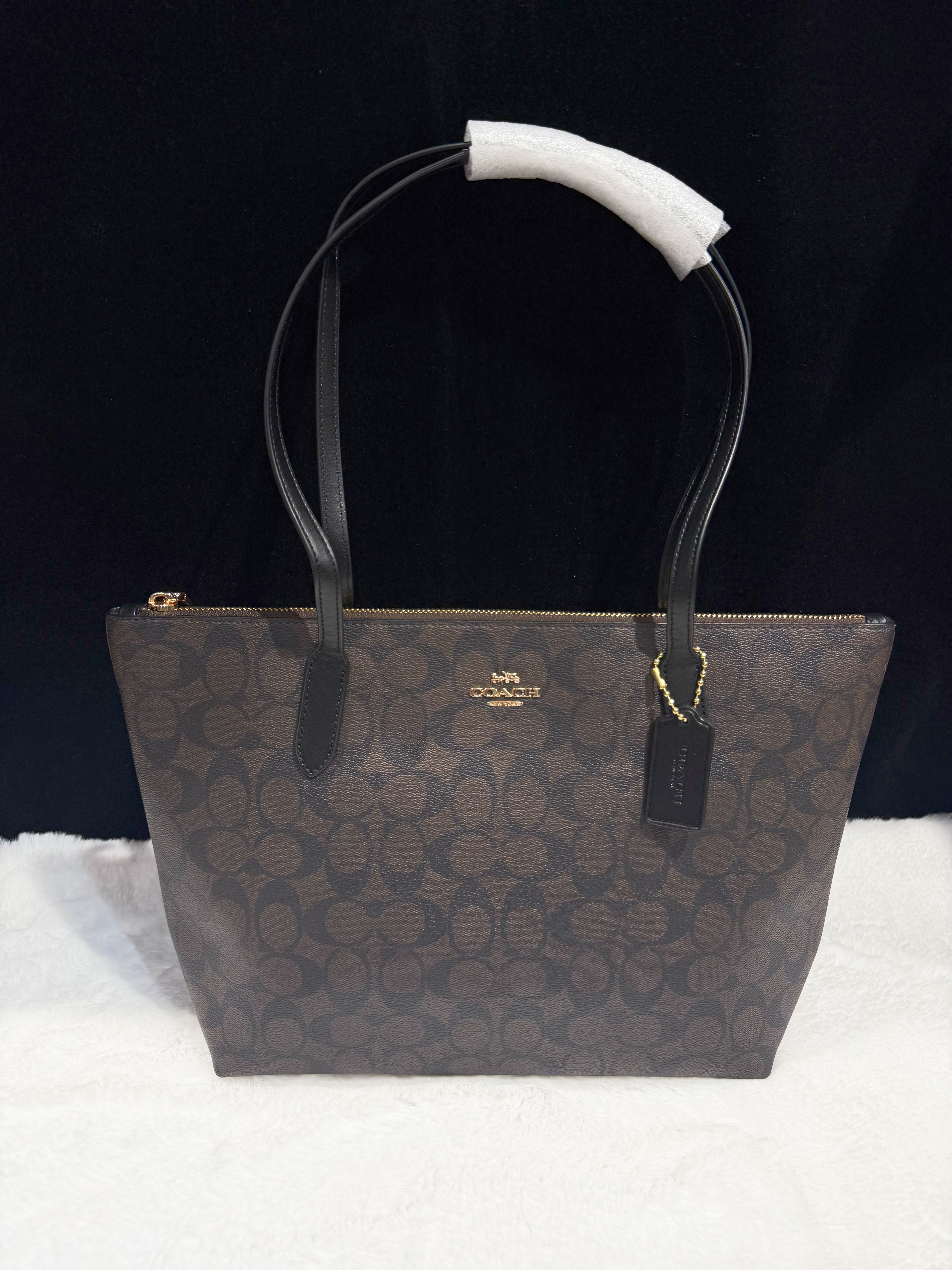 Coach top zip tote dark/m