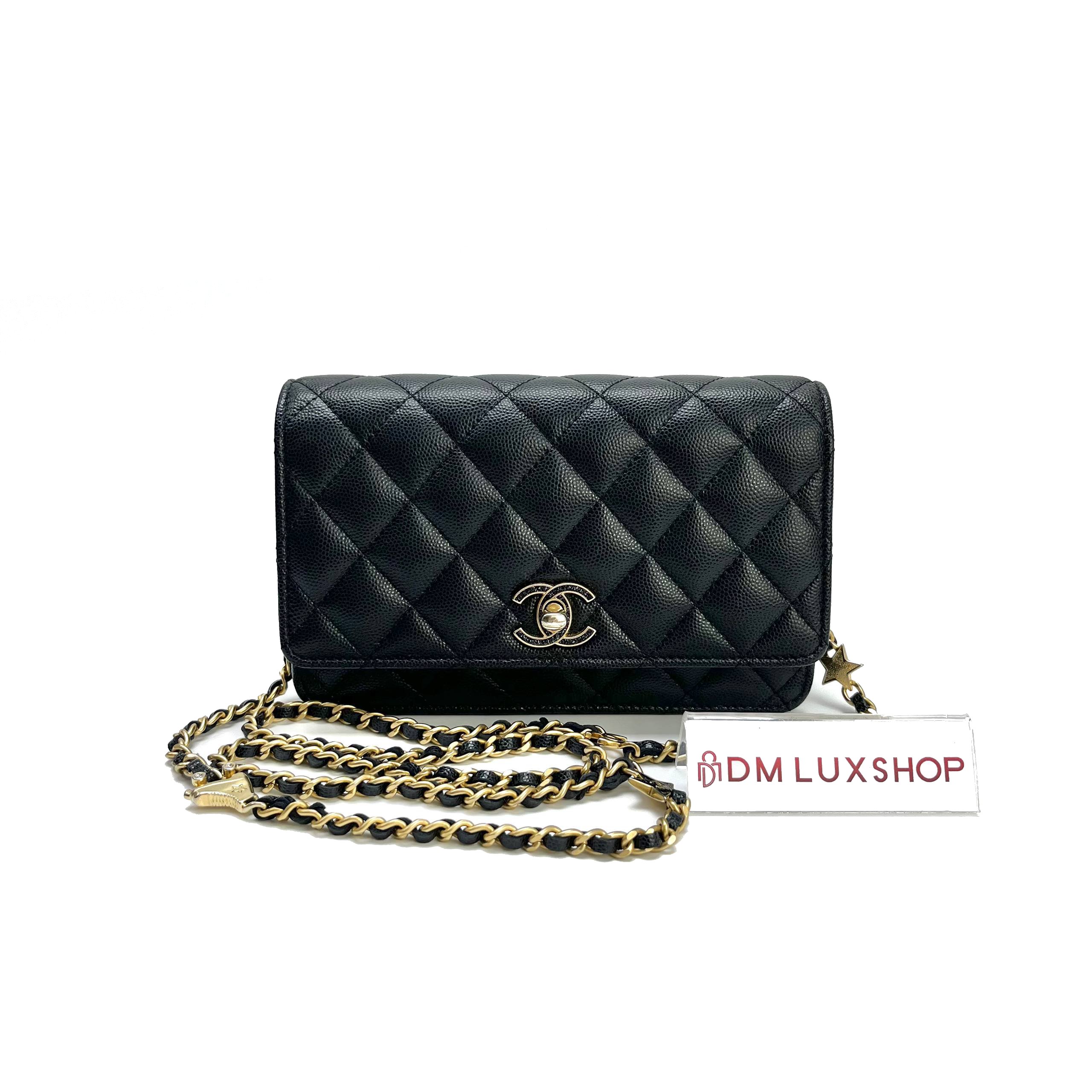 Chanel 24C Black Caviar WOC GHW (Microchip)