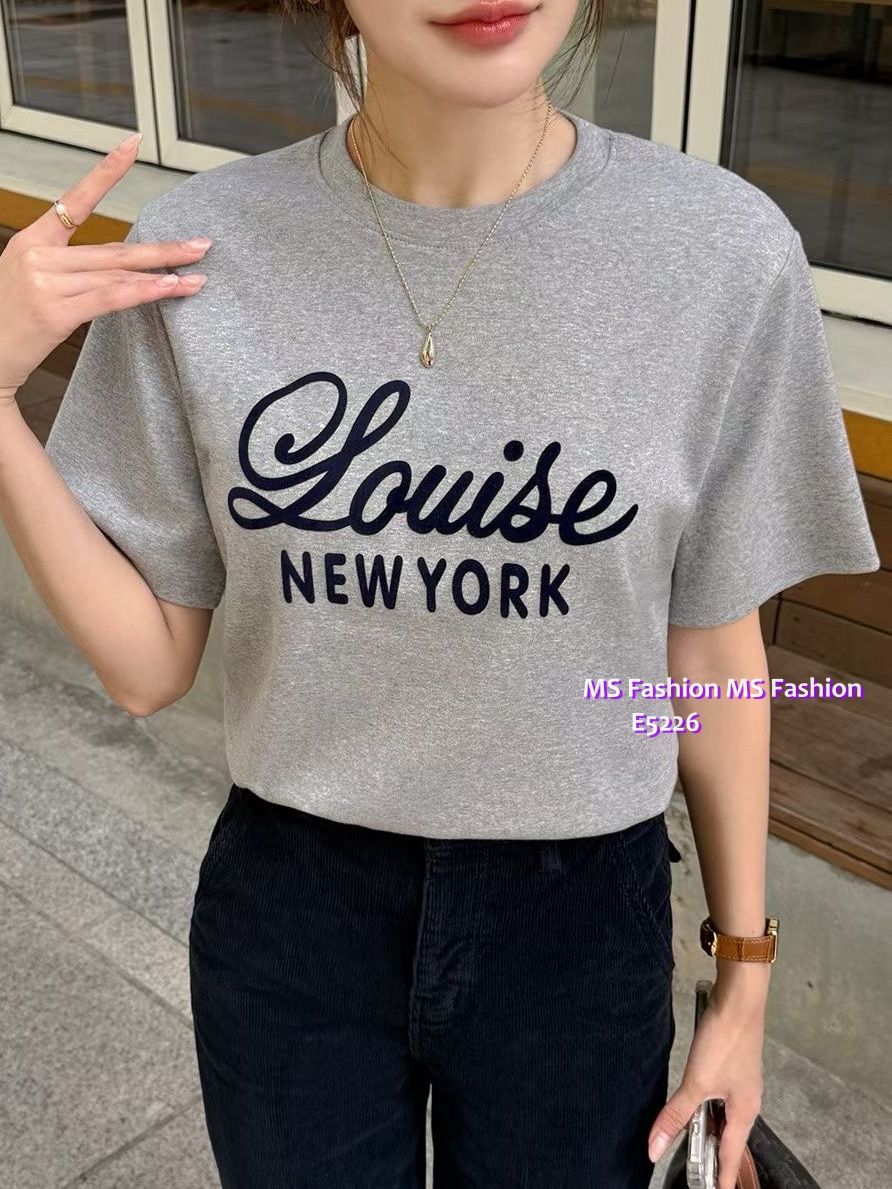 E5226 拼色字母tee
