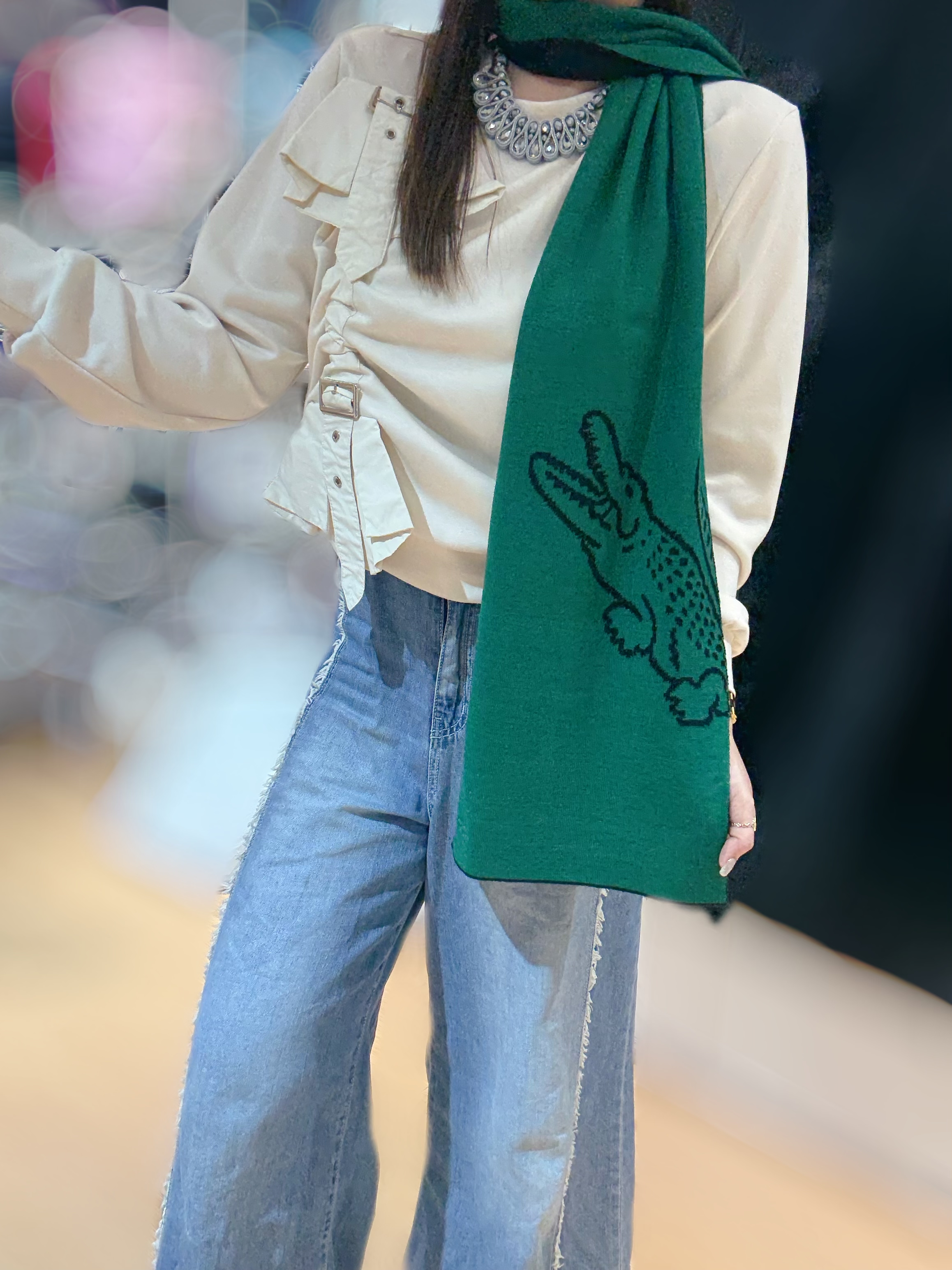 Lacoste scarf green/blk