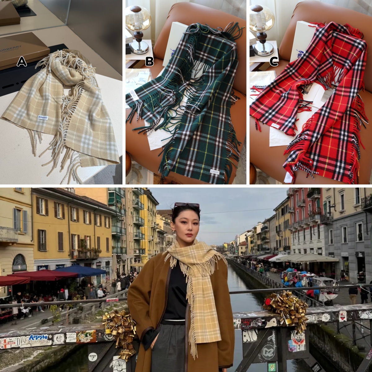 【頂級原單】BURBERRY 經典格紋羊絨頸巾