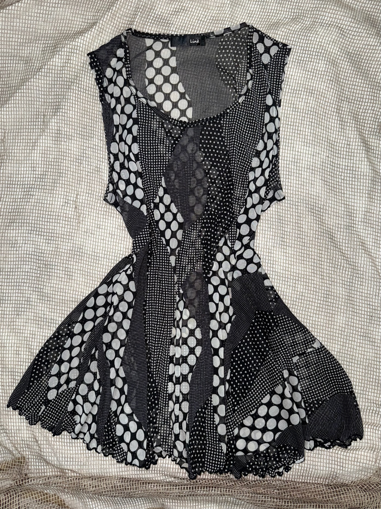 Geometric Dot Print Mesh Mini Dress