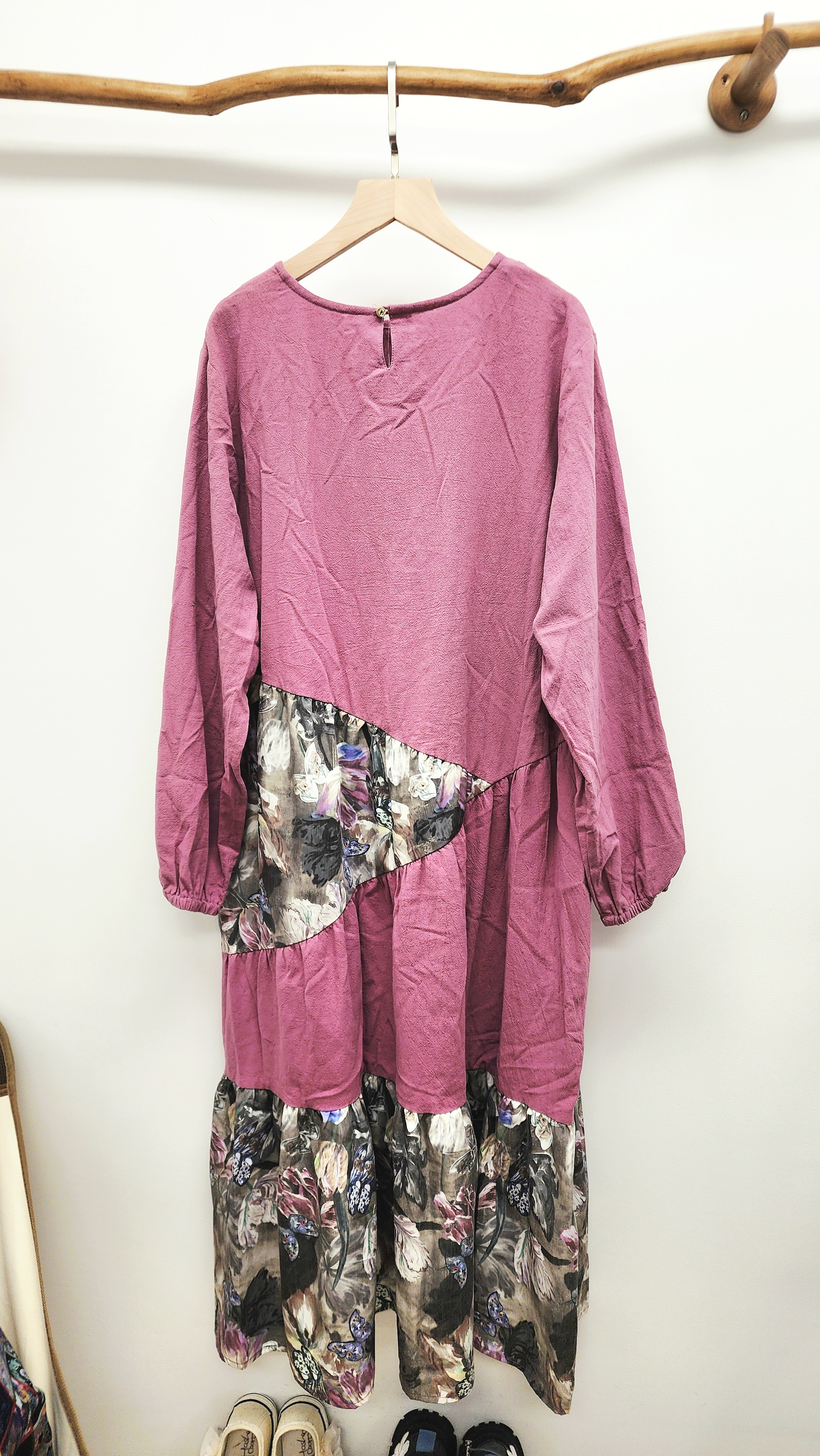 日牌Scolar紫拼花插畫連身裙