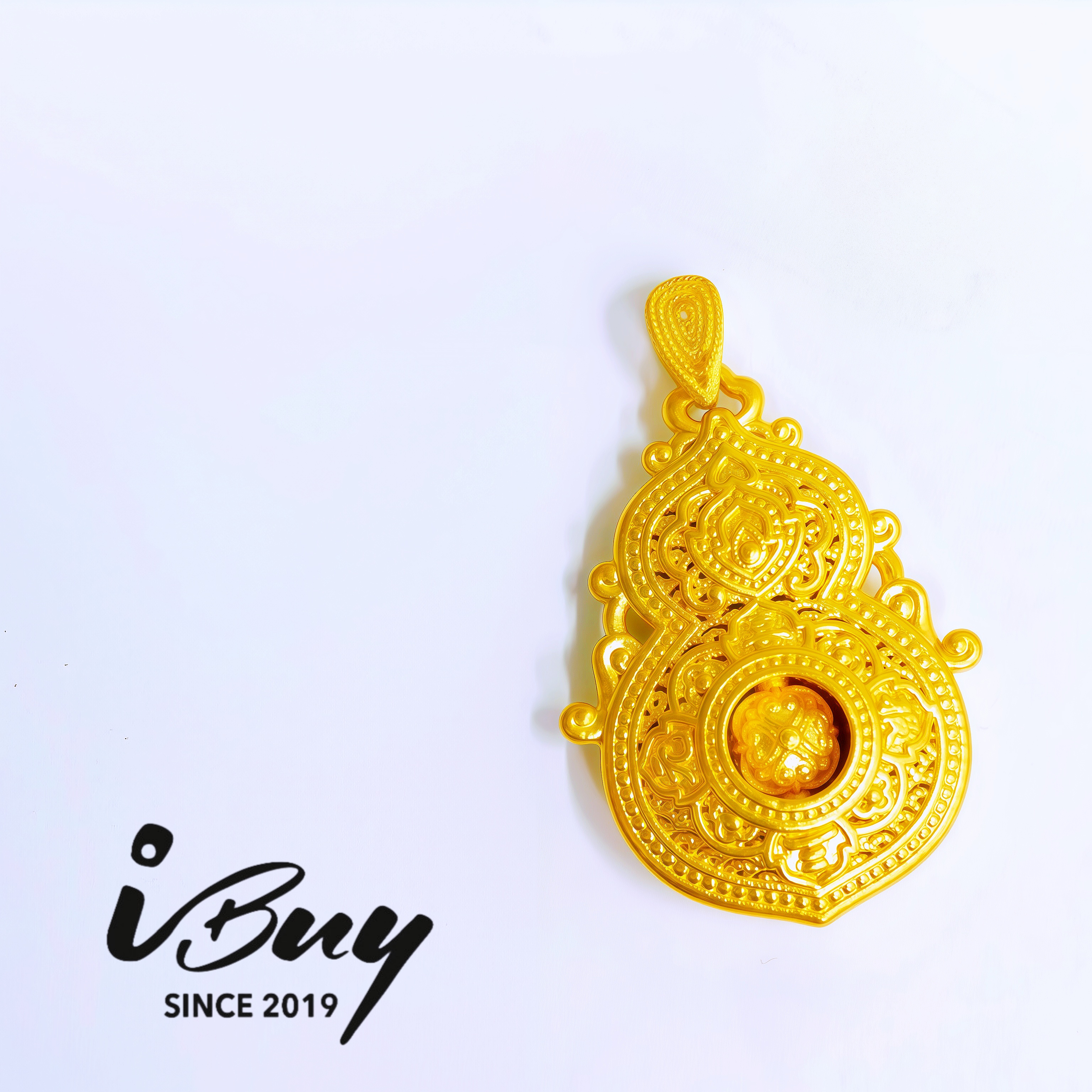 999 GOLD FOUR JOYS OF LIFE GOURD PENDANT 999 金 人生四美葫芦吊坠