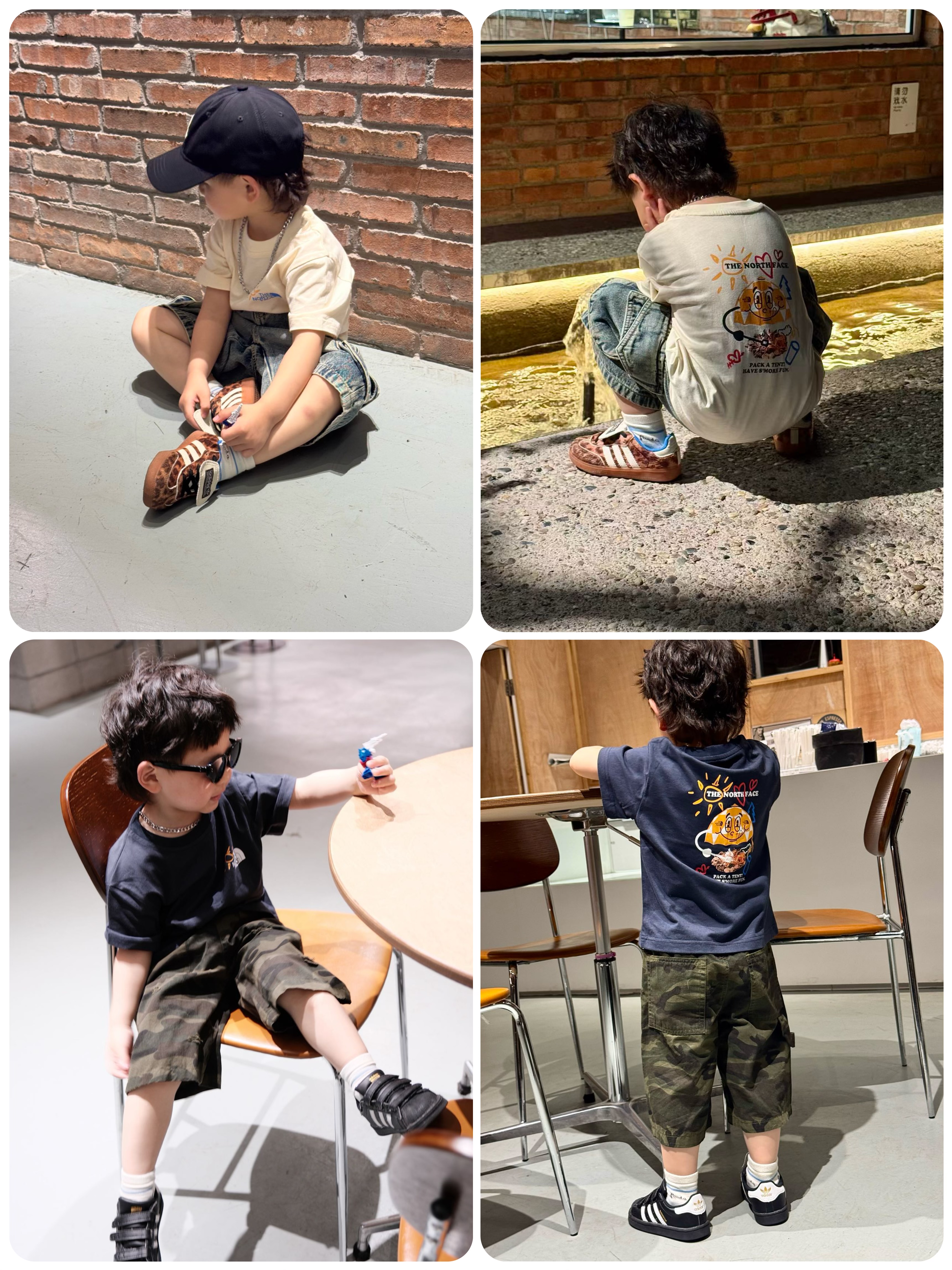 0642  親子❤️ TNF露營短袖+迷彩/牛仔褲