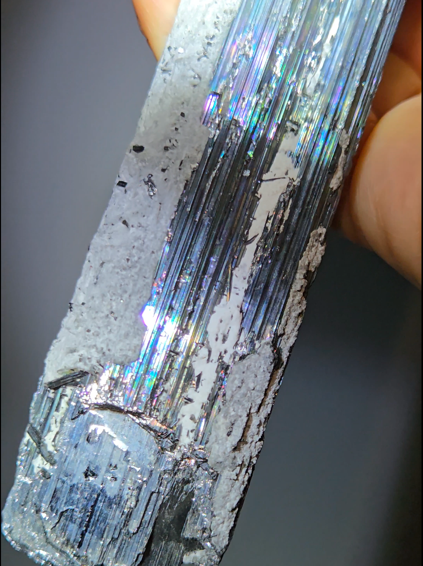 Stibnite wand with natural terminations, rainbow iridescence - STB10