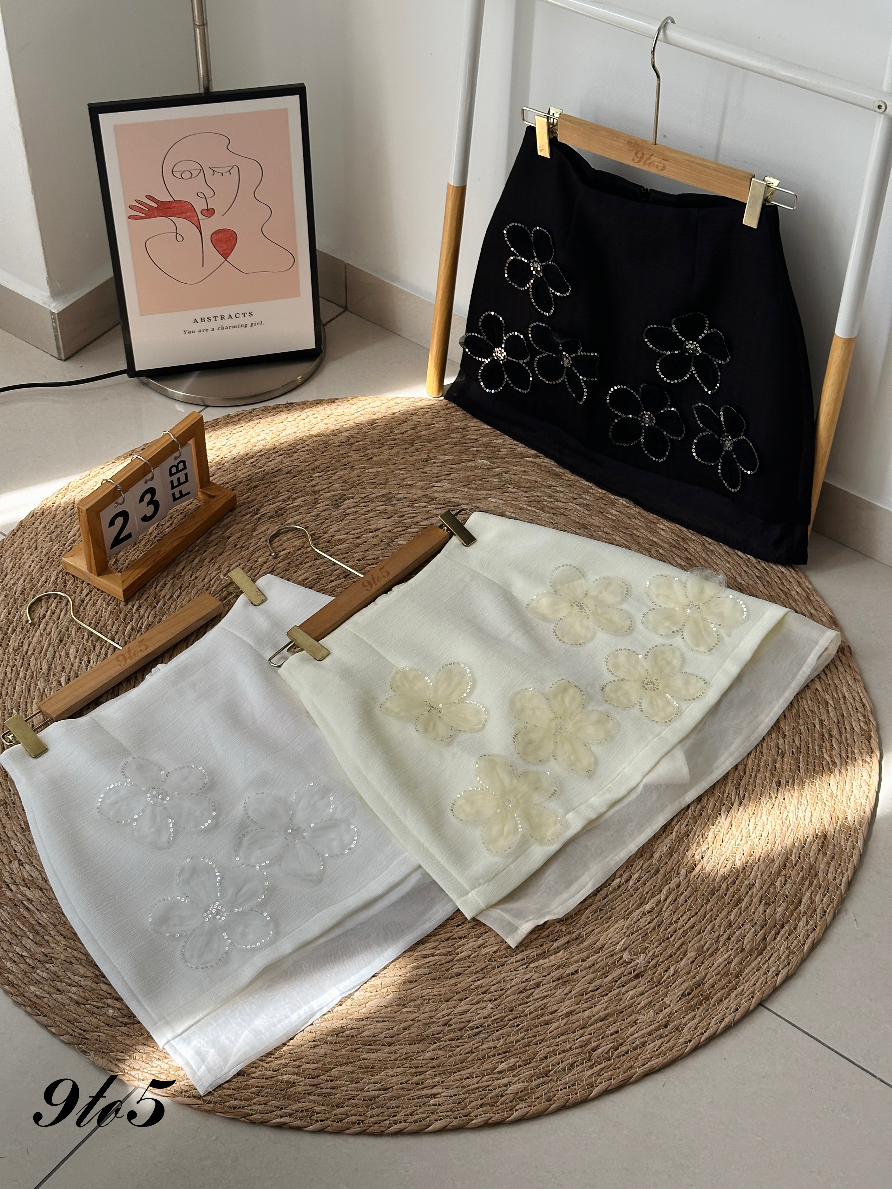 S1787 A Line Floral Short Skirt - 3 Colors