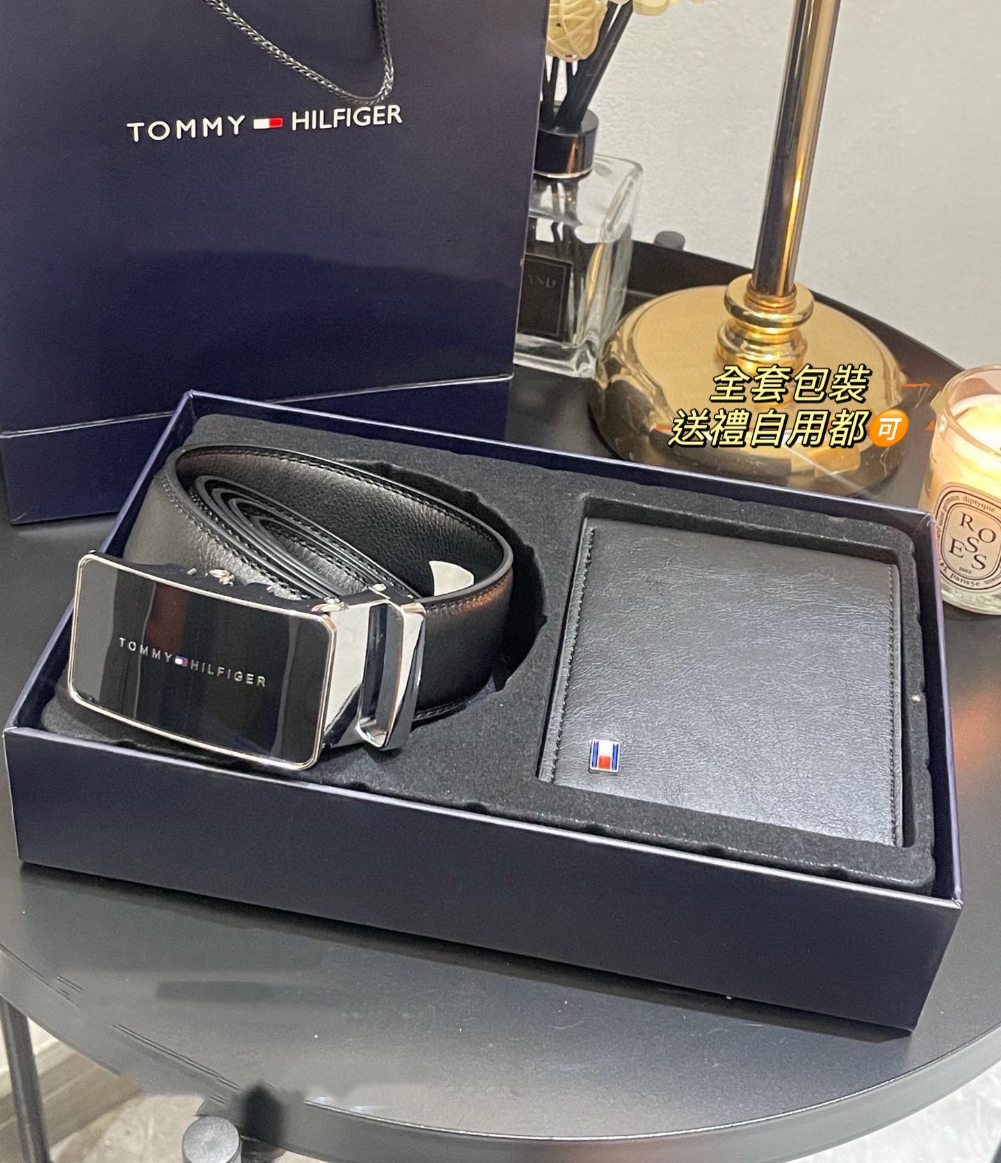 $88套。Tommy男士皮帶銀包兩件套裝