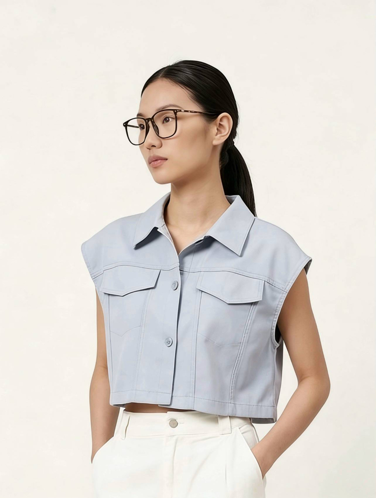 W9658 - Sleeveless Crop Top