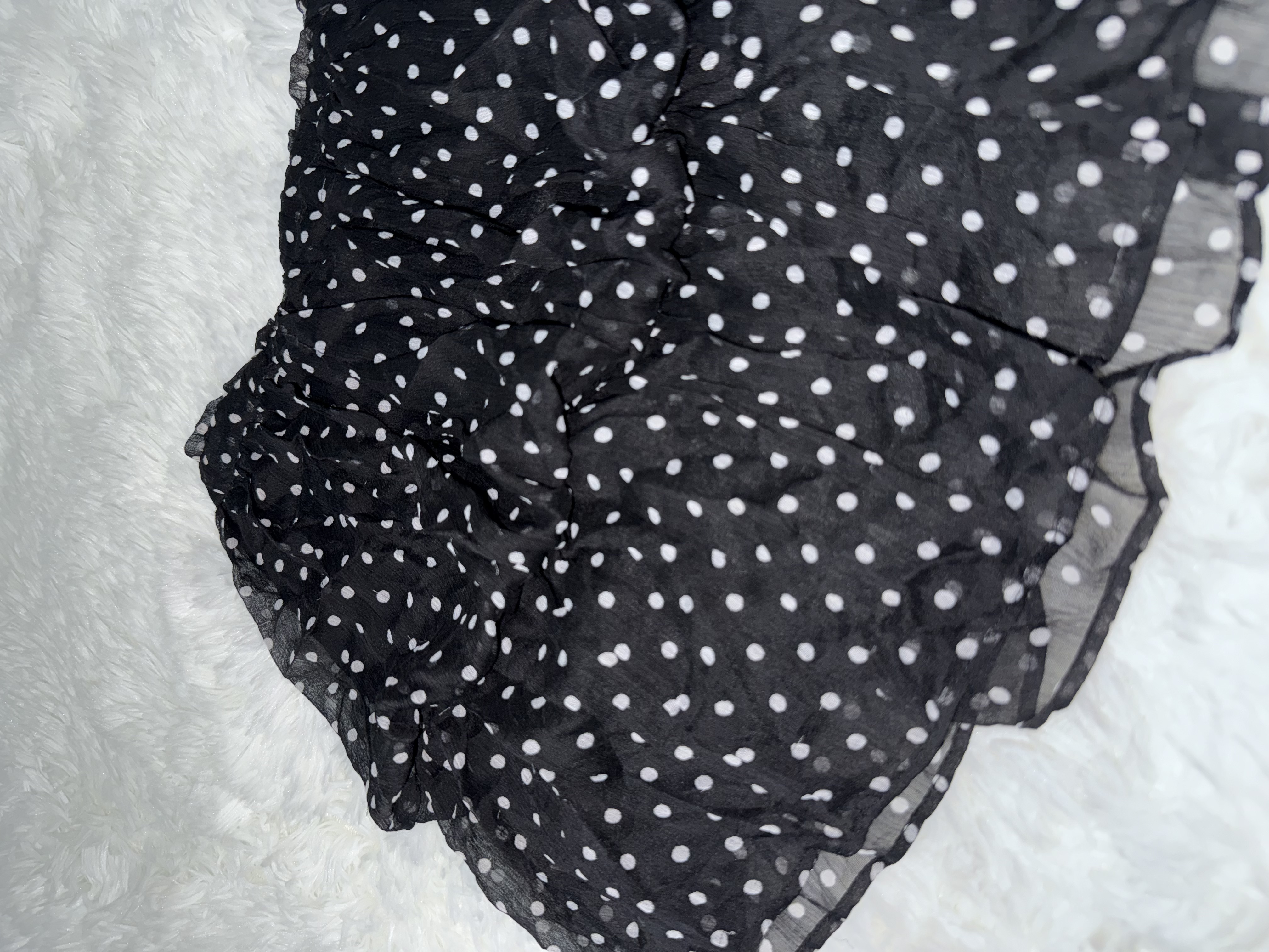 Polka Dot Layered Mesh Mini Skirt