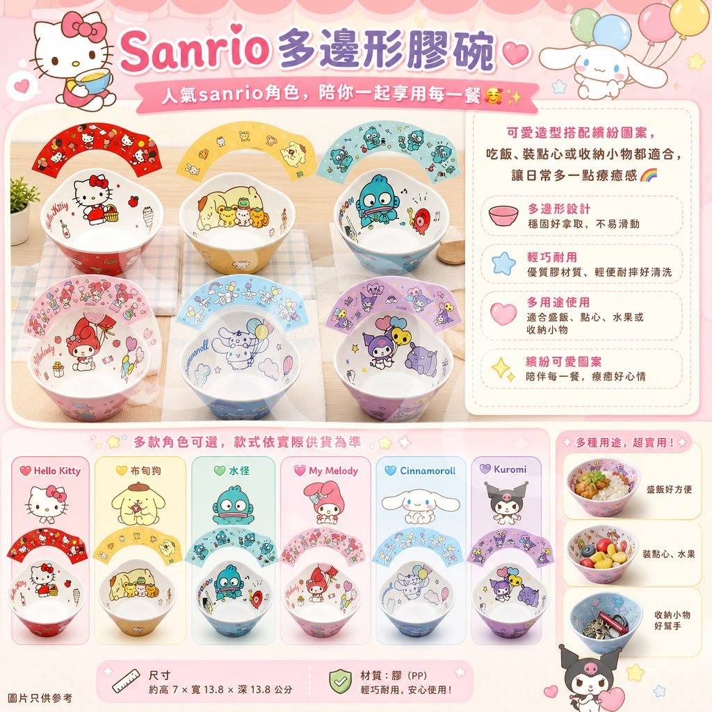 【預訂】Sanrio 多邊形膠碗